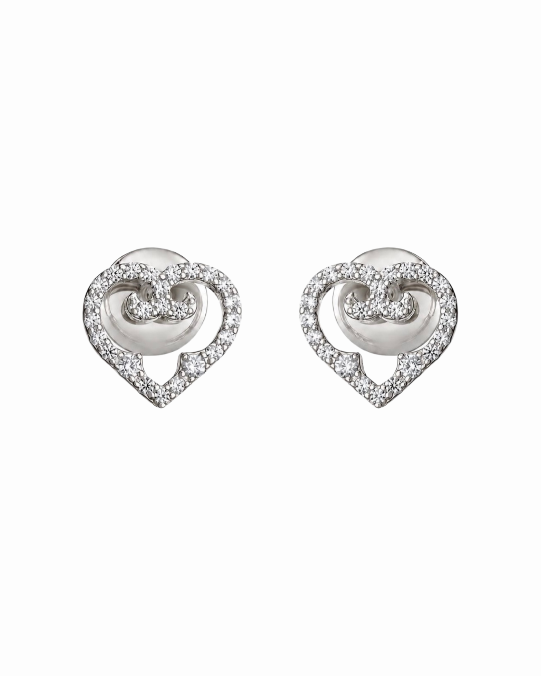Heart Stud Earrings | Rhodium| Gold post