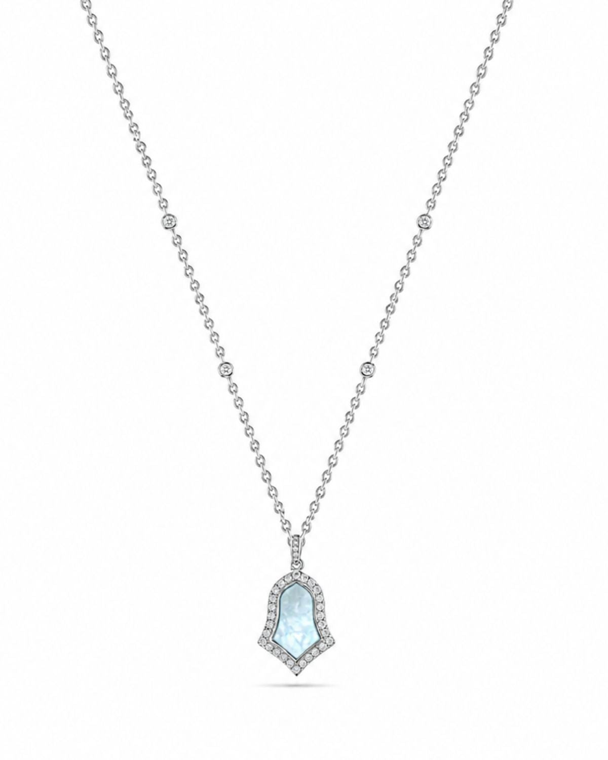 Steppe Tulip Double-Sided Pendant | Blue Mother-of-Pearl | Silver