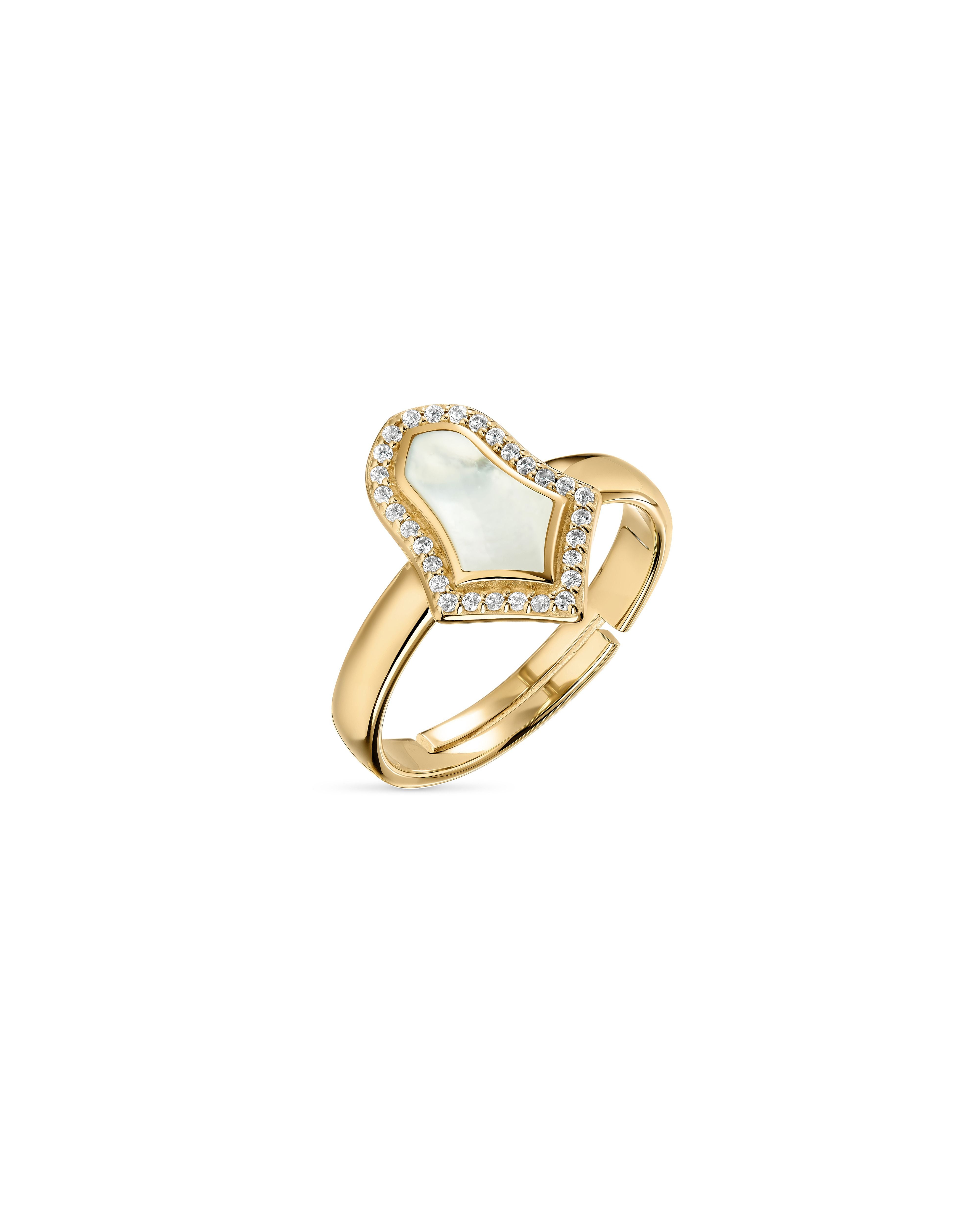 Steppe Tulip Signet Ring | Mother of Pearl | Yellow Gold
