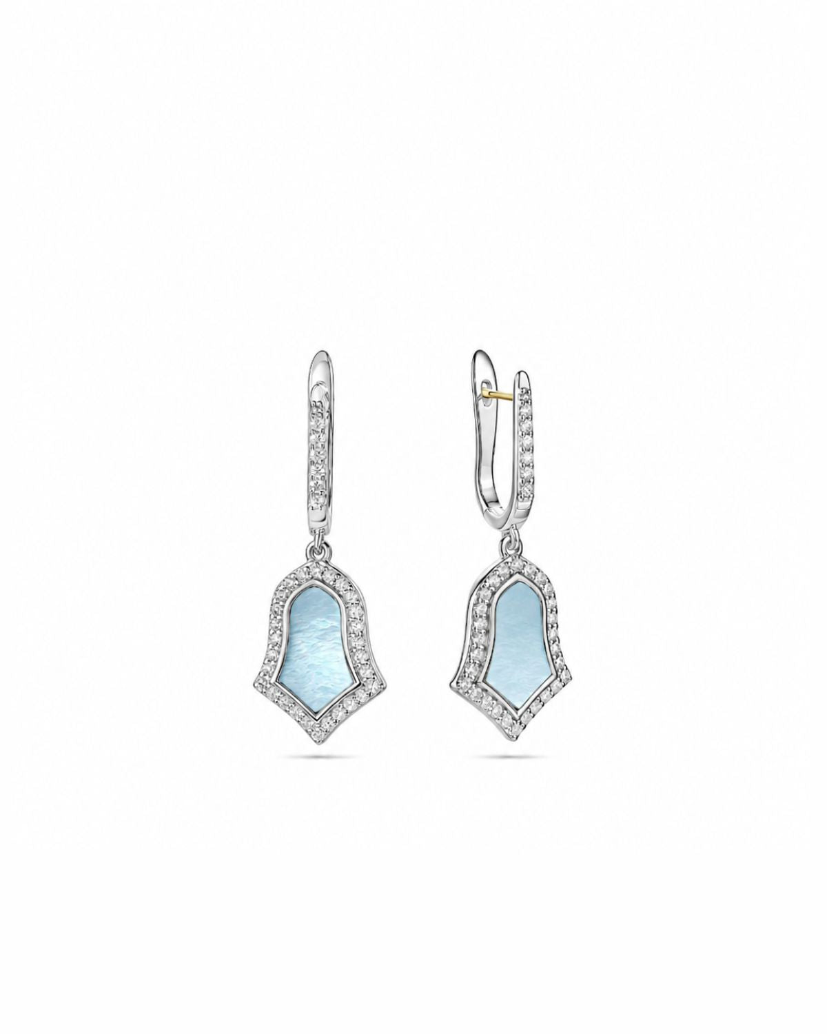 Steppe Tulip Double-Sided Earrings | Blue Mother-of-Pearl | Silver