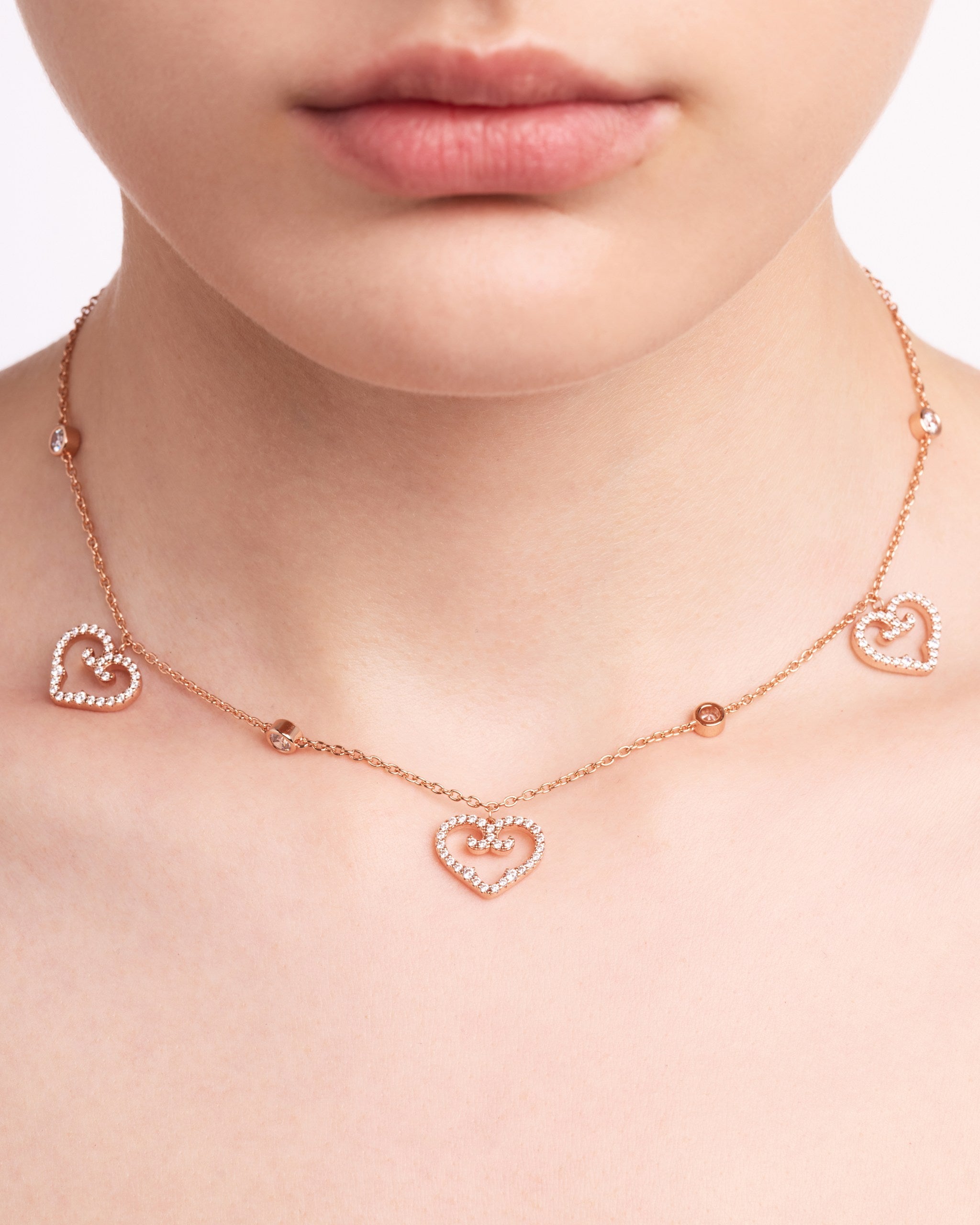 Three Hearts Choker | Rose Gold