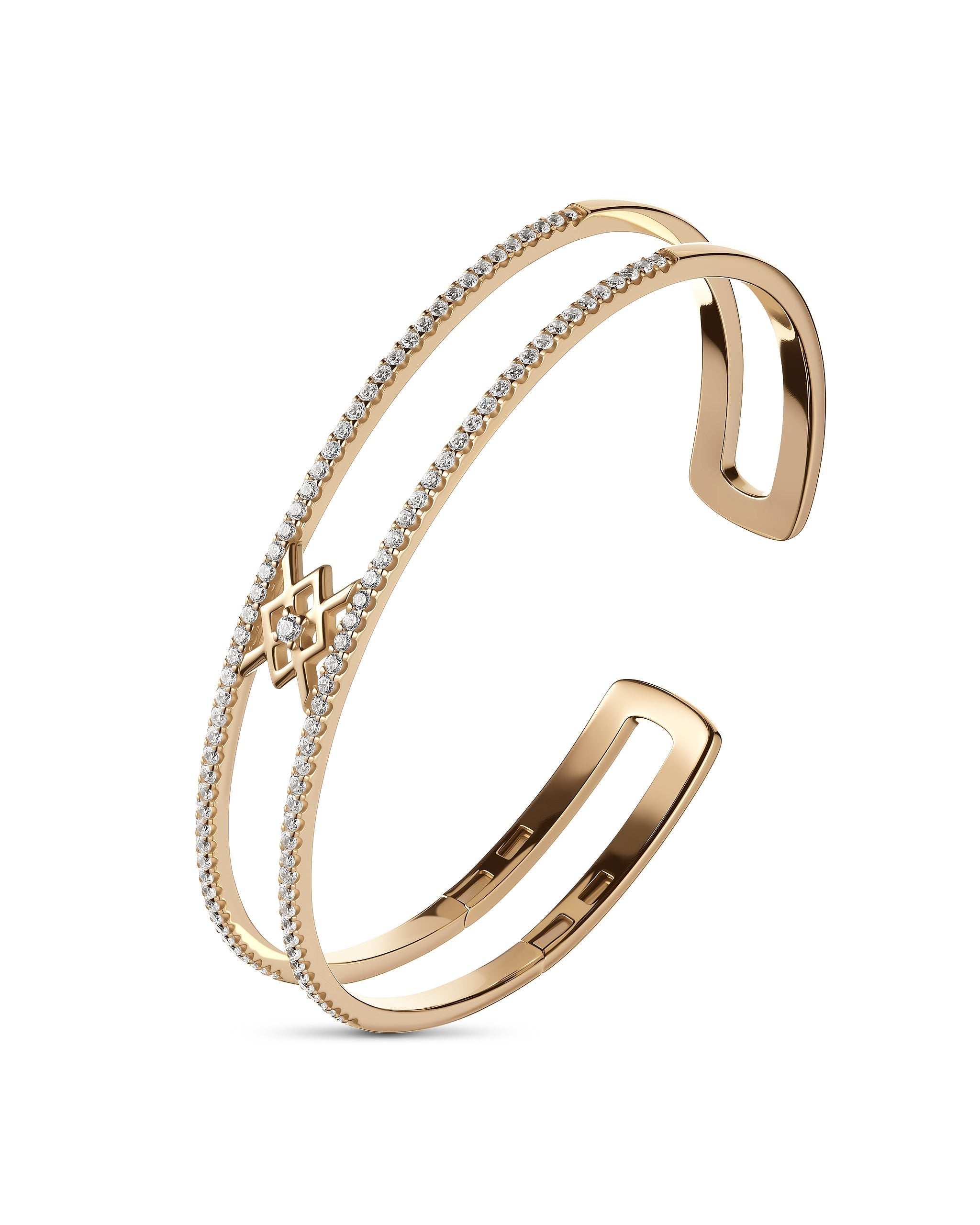 Gold plated bangle with cubic zirconia