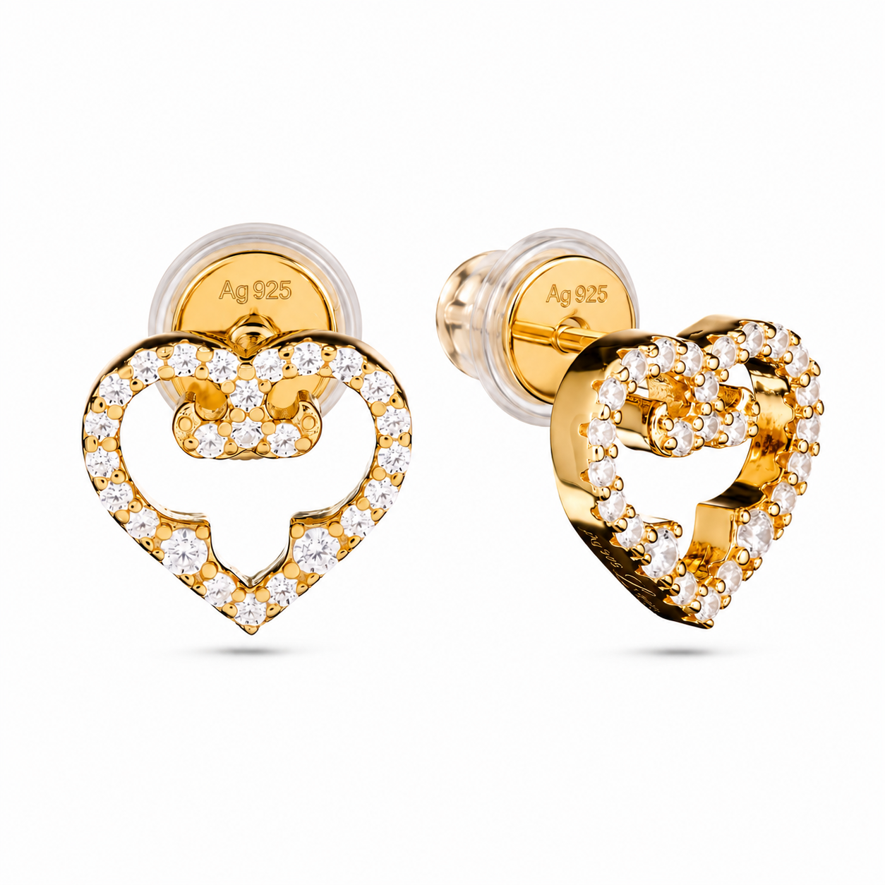 Heart Stud Earrings | Yellow Gold