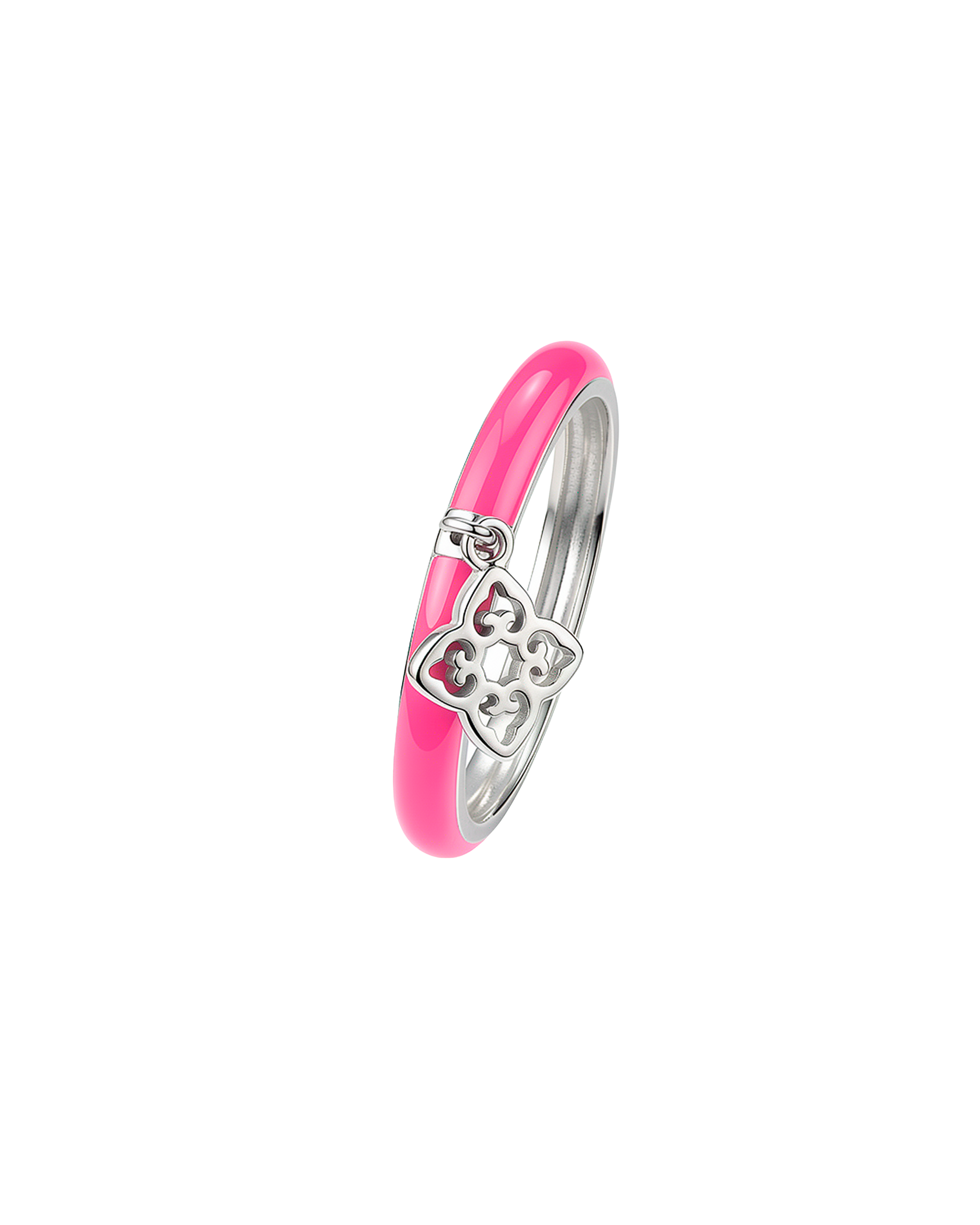 Classic Pink Enamel Ring | Rhodium