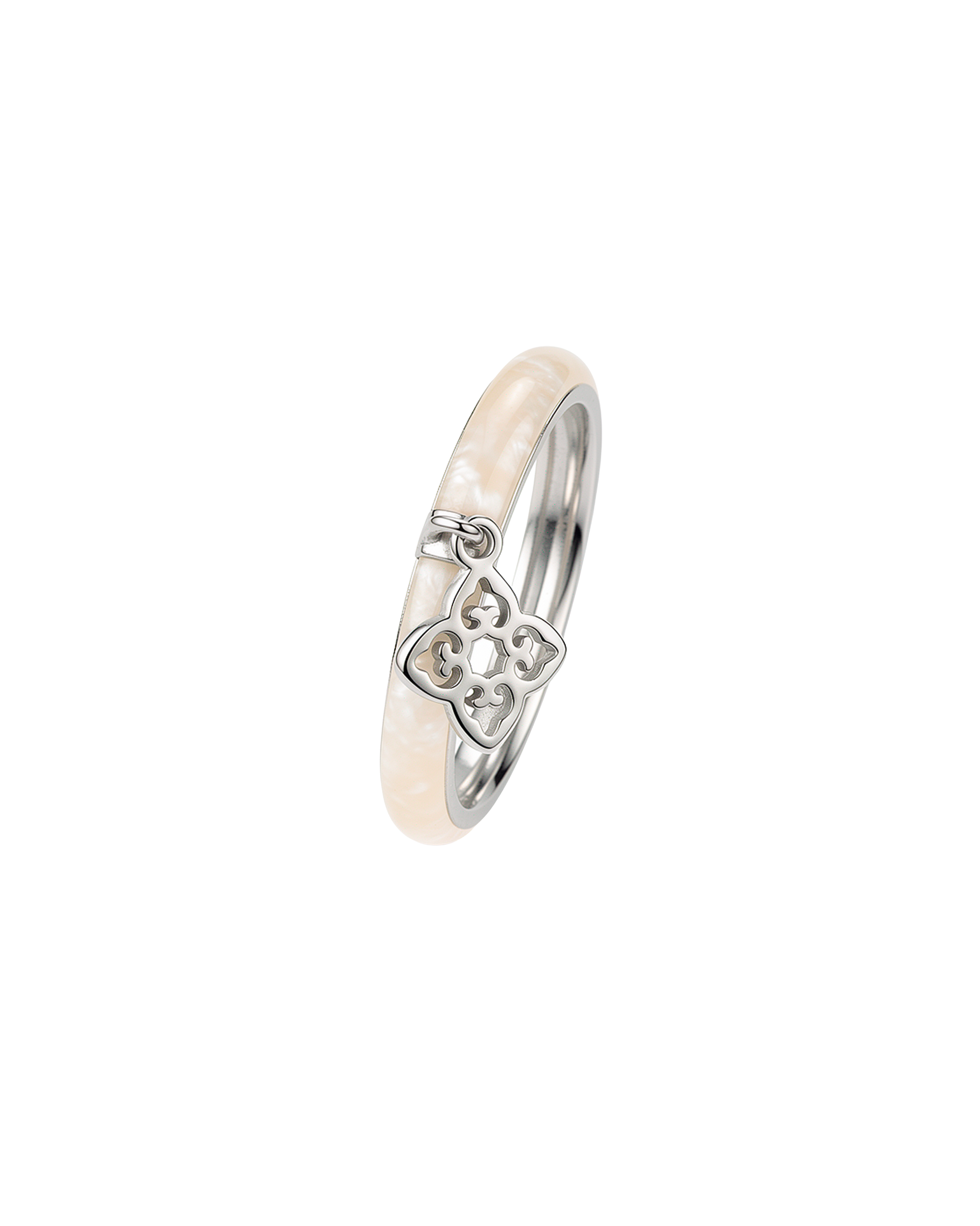 Classic White Enamel Ring | Rhodium