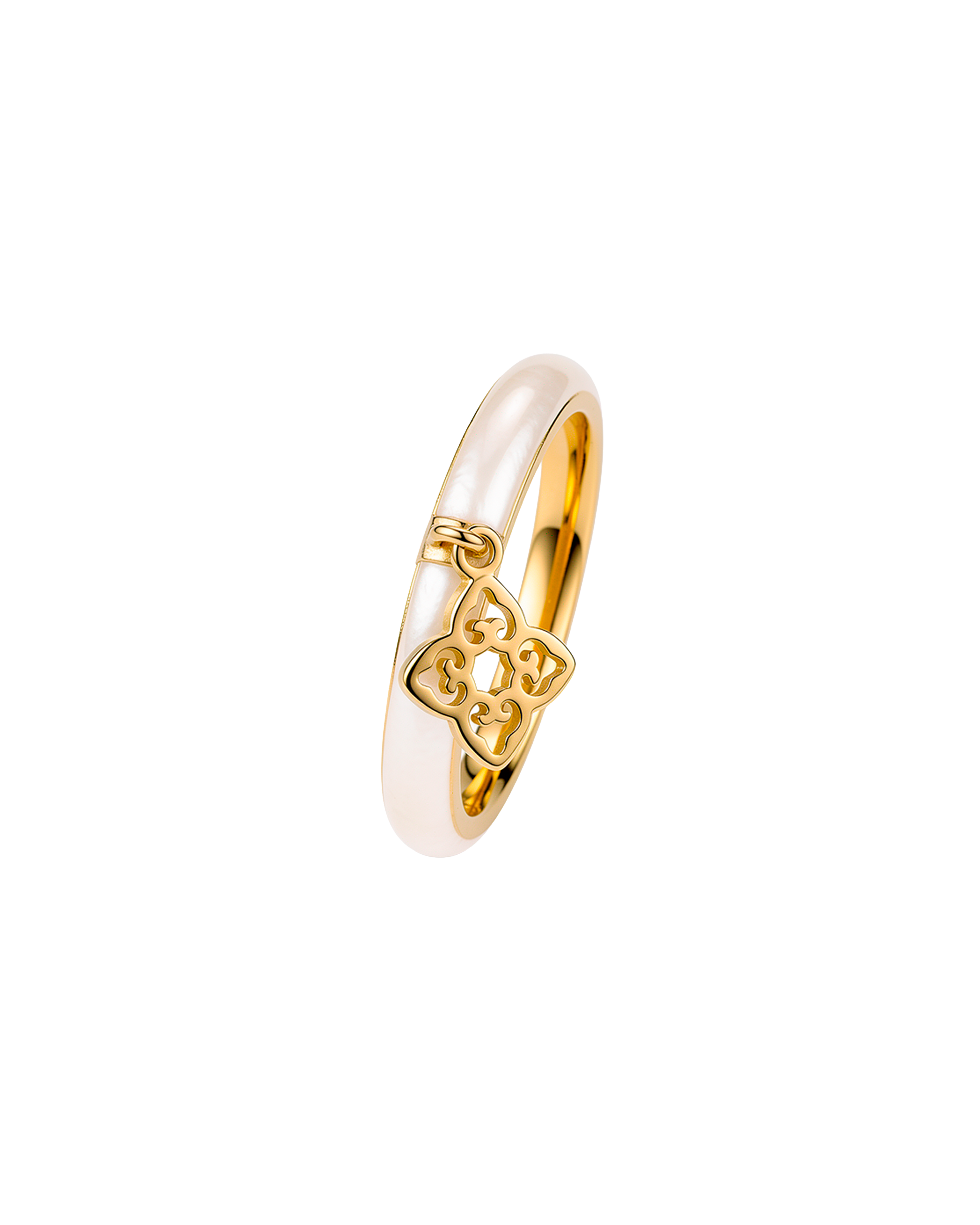 Classic White Enamel Ring | Yellow Gold