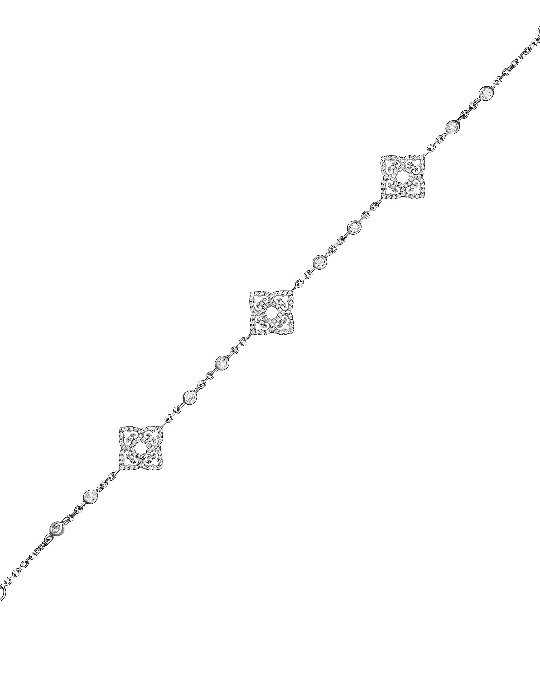 Rhodium plated bracelet with three zirconia elements