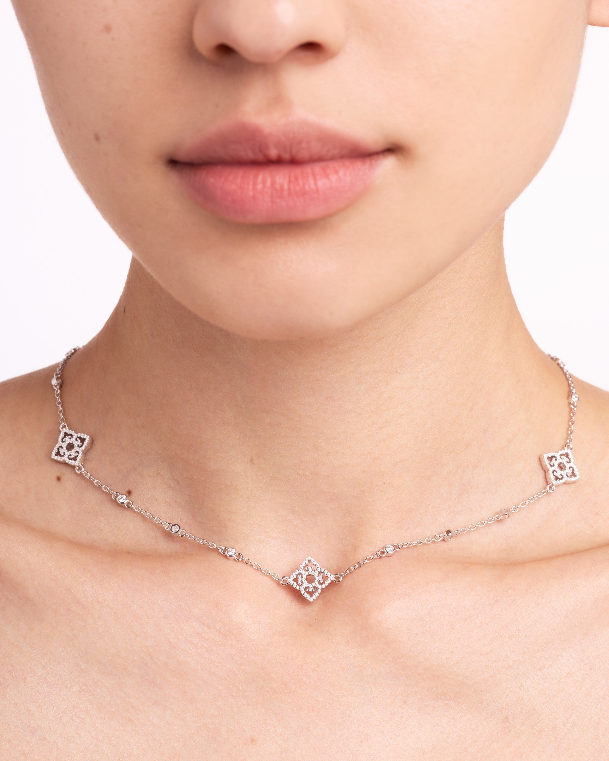 Classic Trio Double-Sided Choker | Rhodium