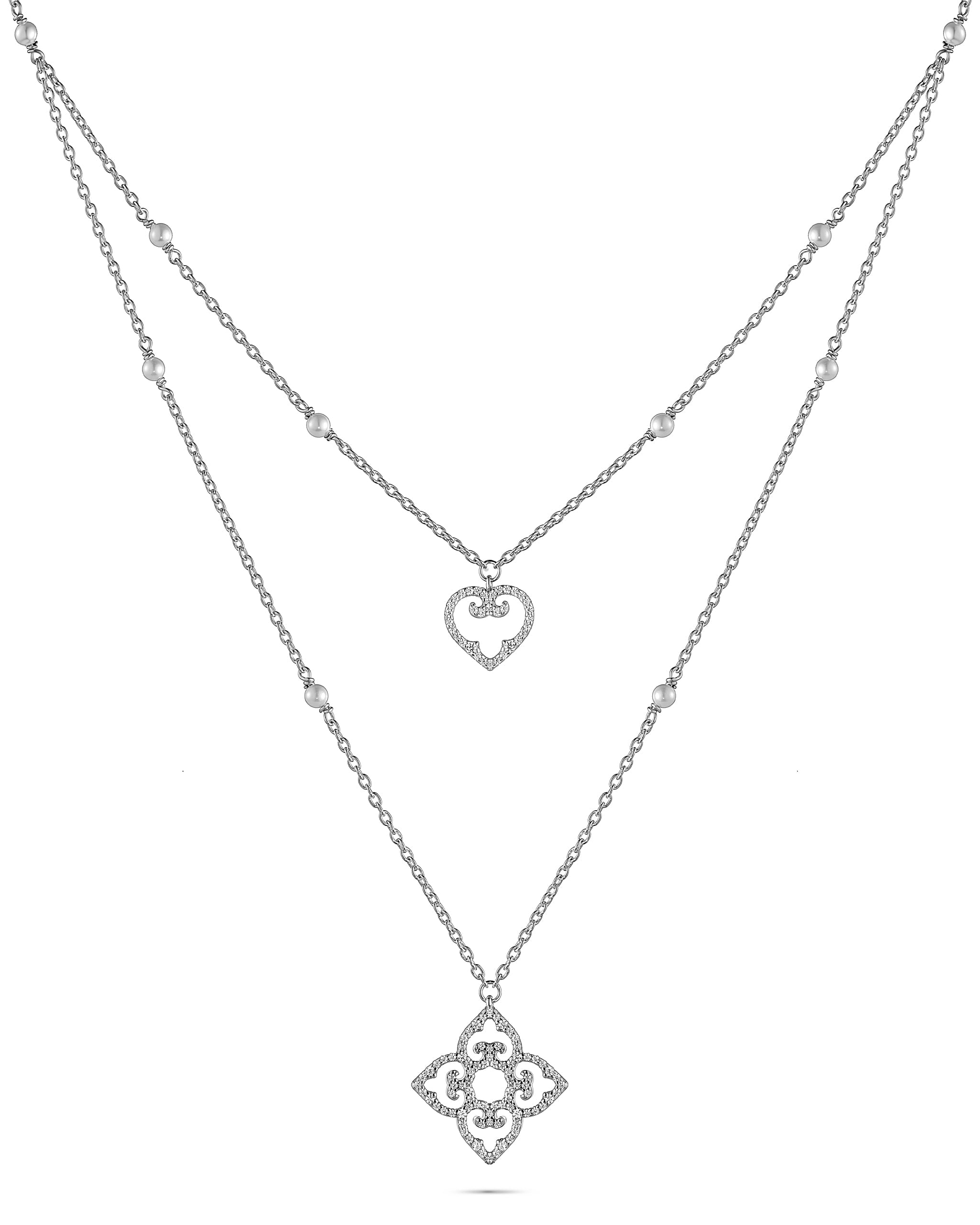 Mother and Child Necklace | Pearl | Rhodium