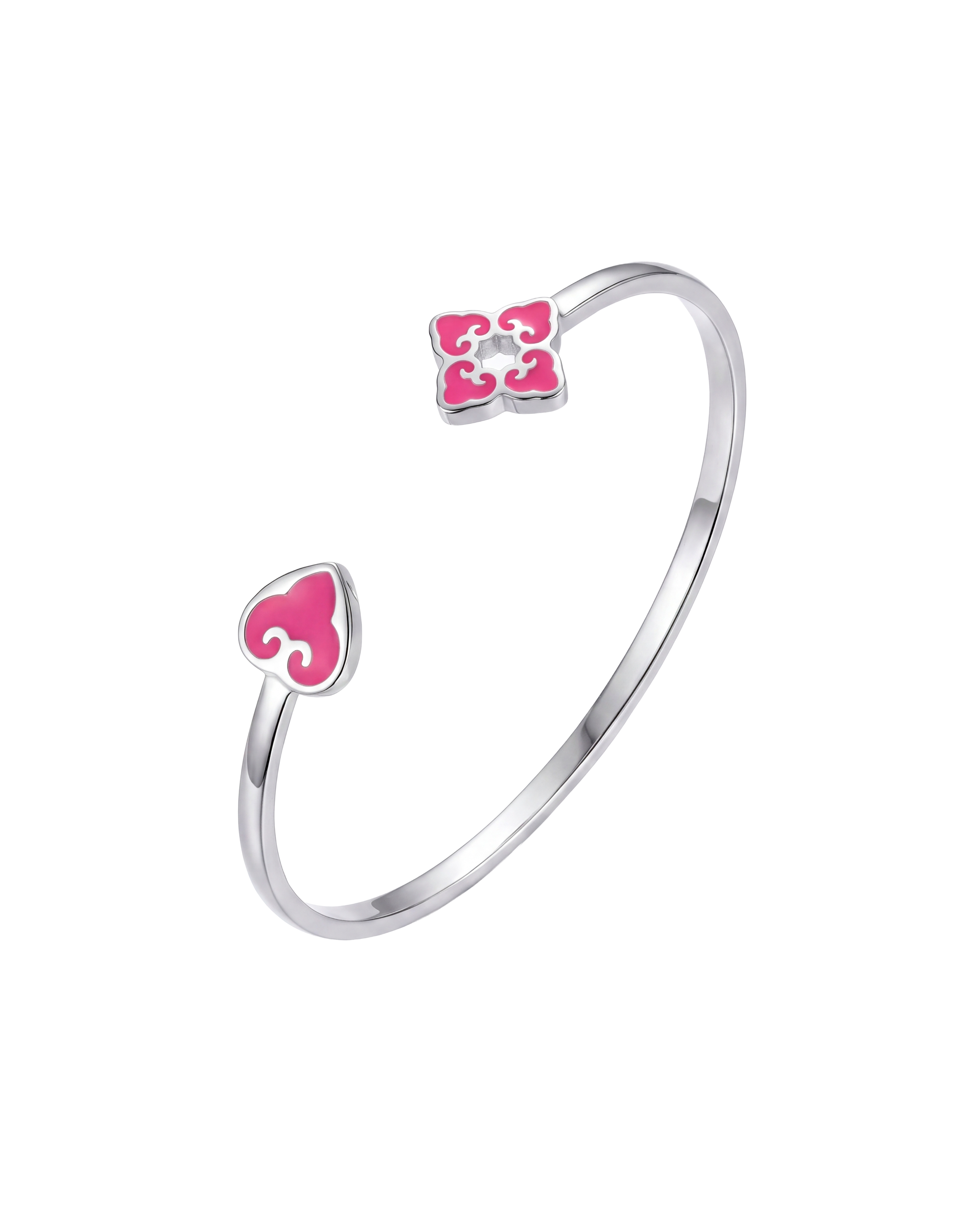 Pink Enamel Bracelet | Rhodium