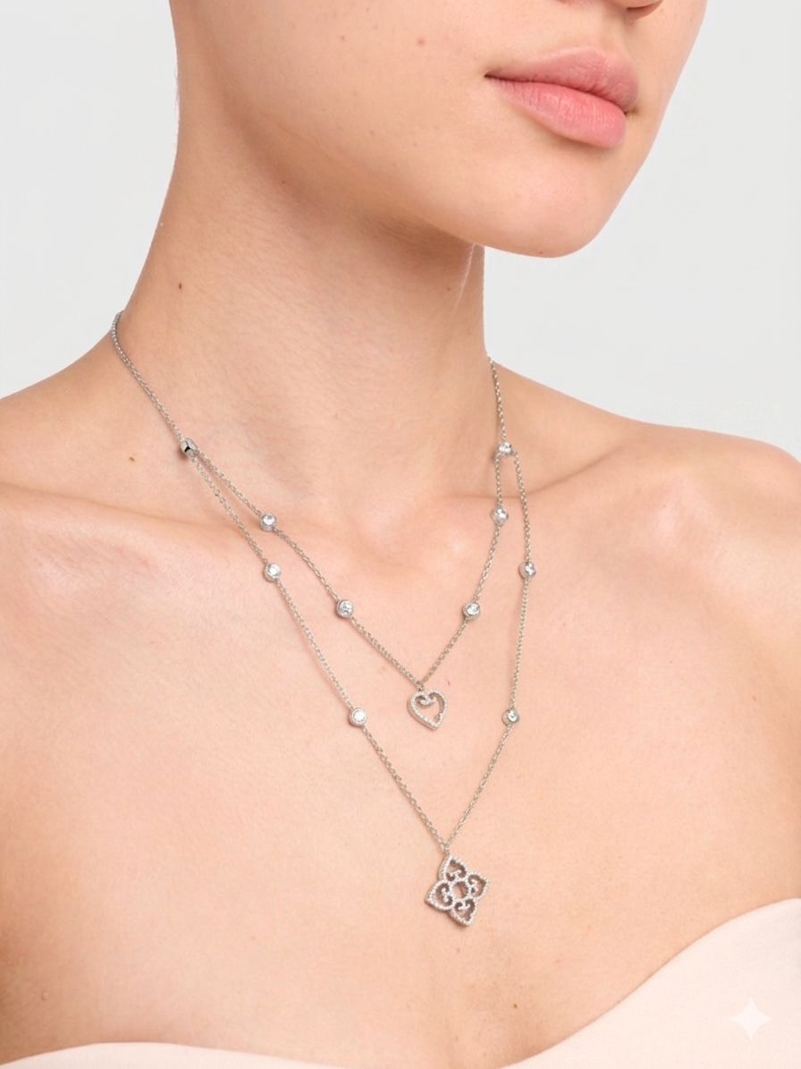 Mother and Child Double-Sided Necklace | Rhodium