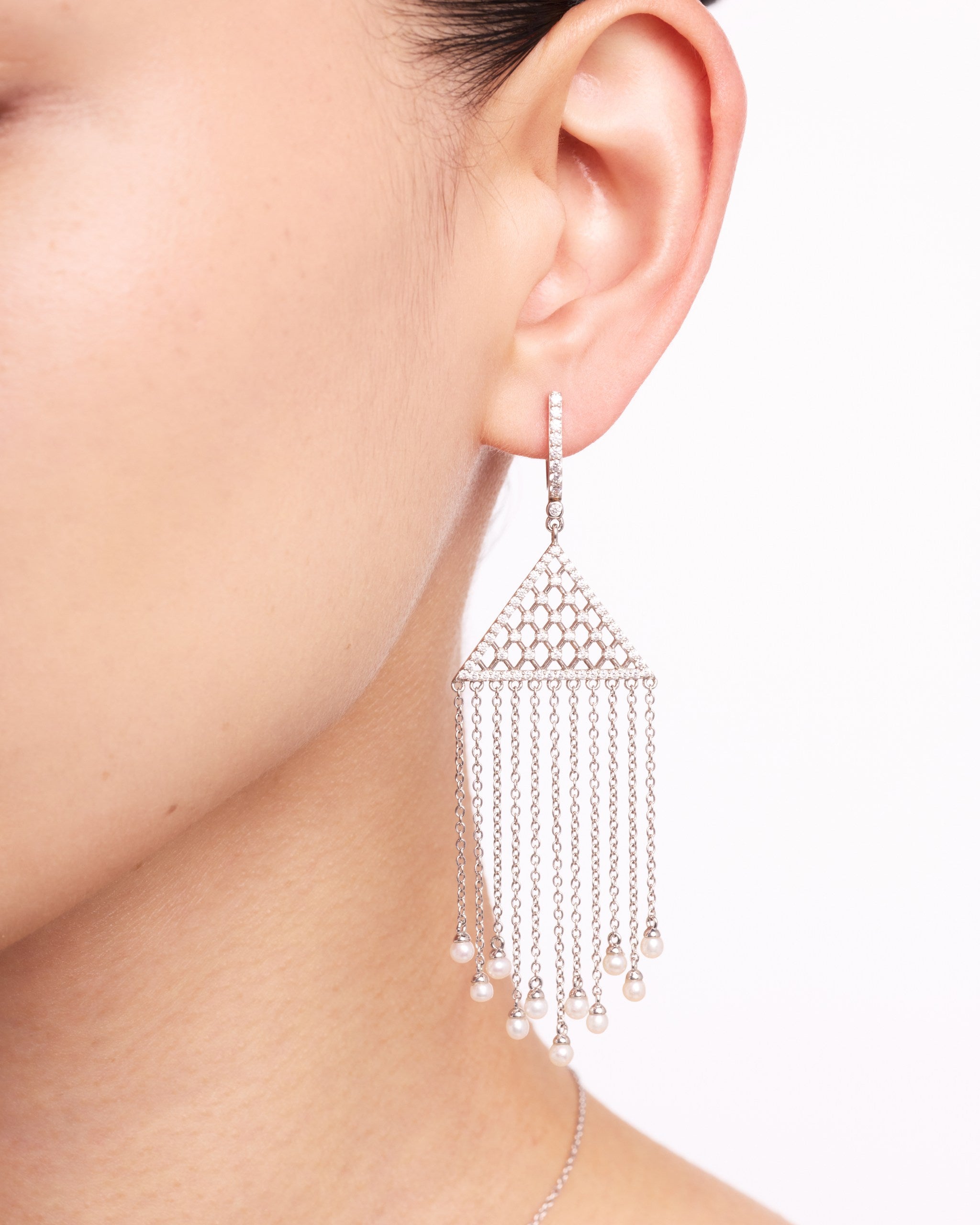 Long Amulet Earrings | Rhodium