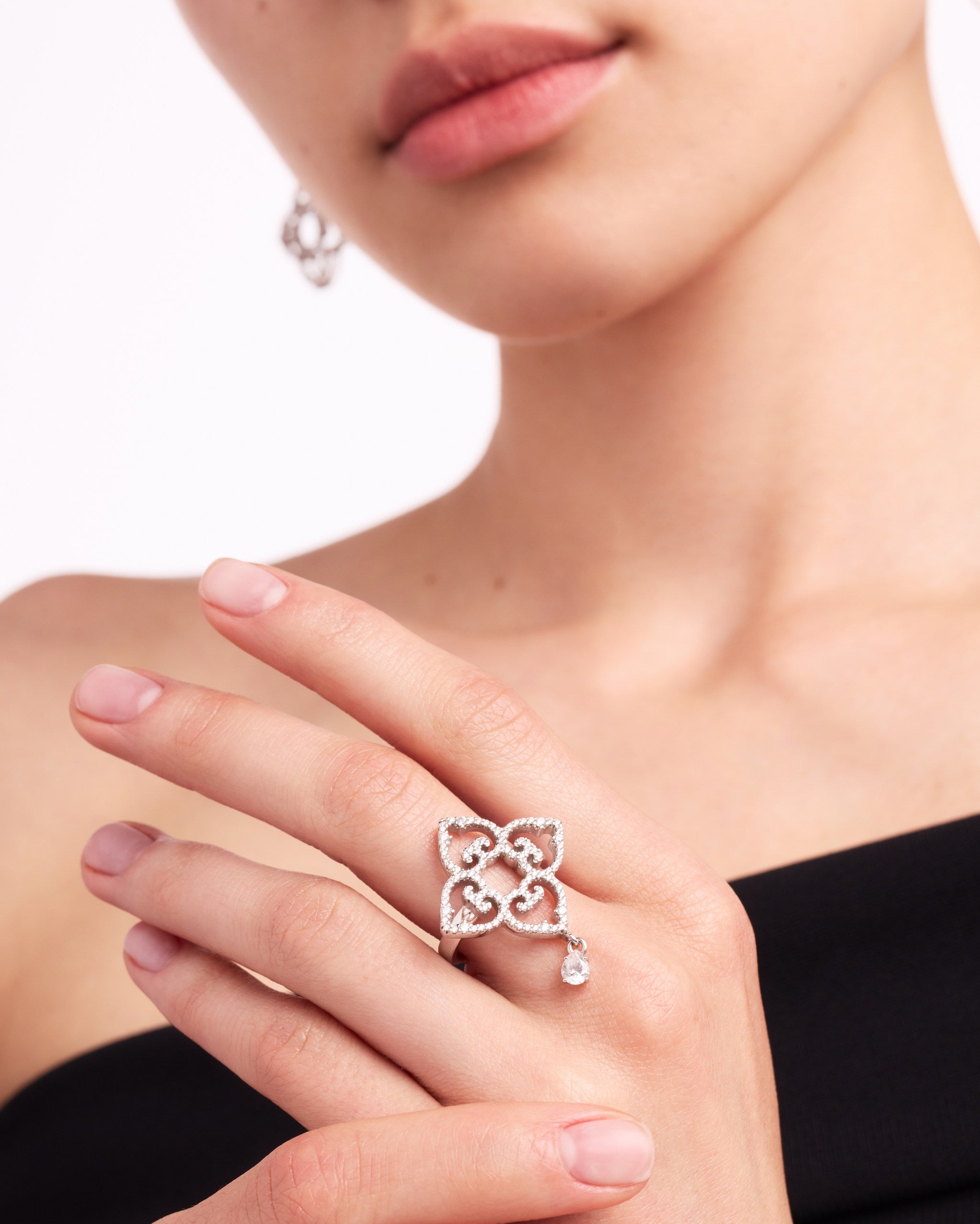 Classic Crystal Ring | Rhodium