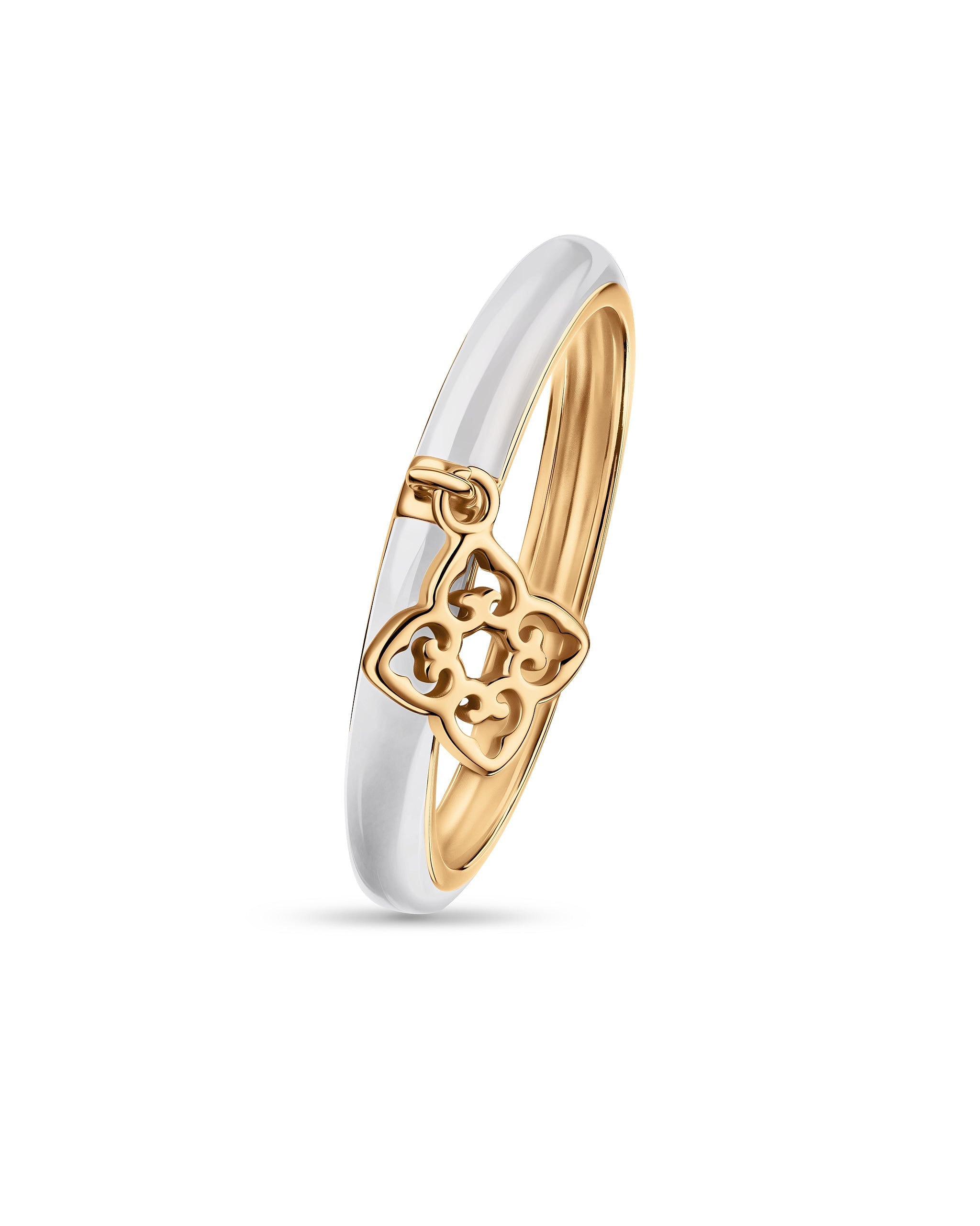 Classic White Enamel Ring | Yellow Gold