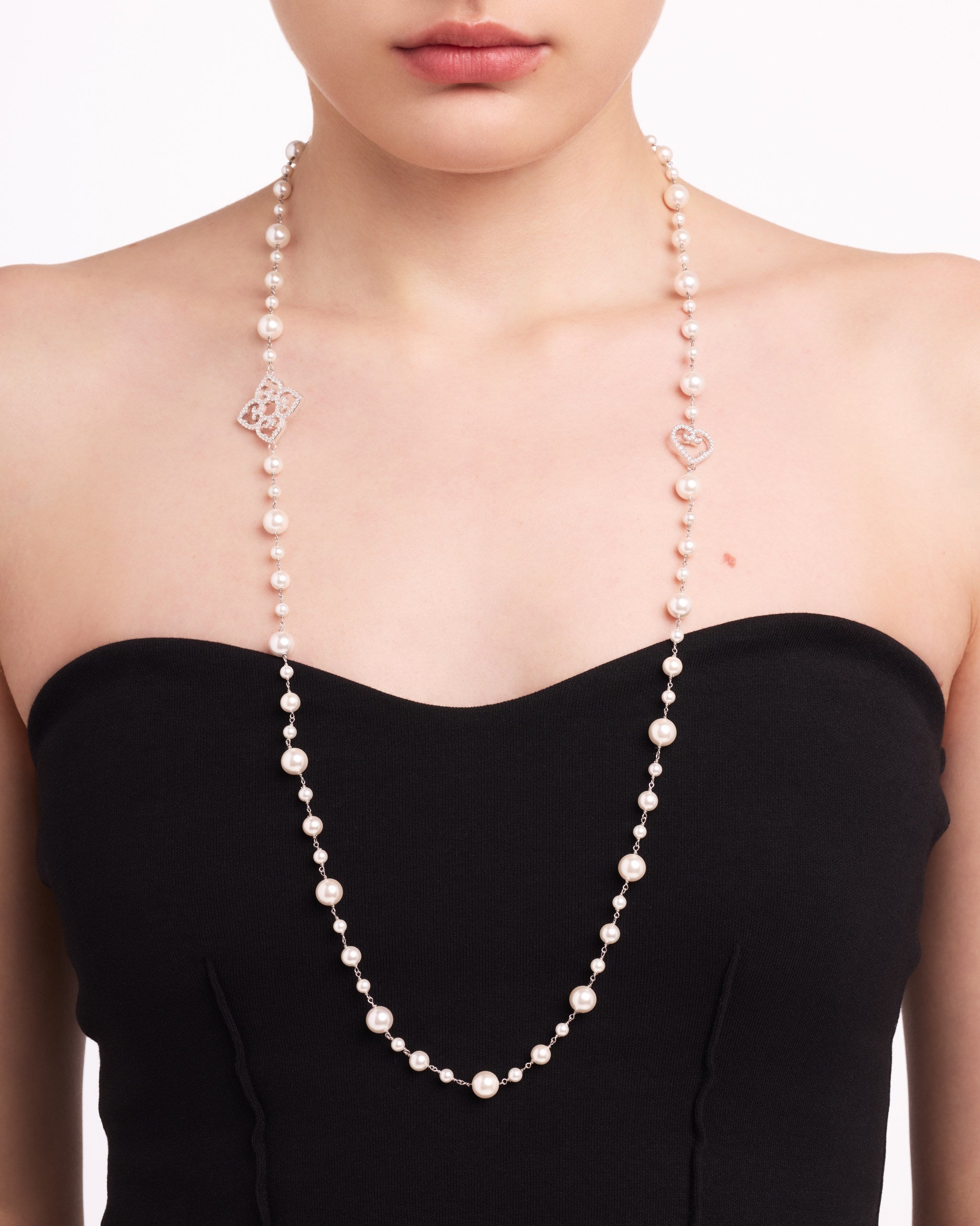Mother and Child Sautoir Necklace 100 | Rhodium