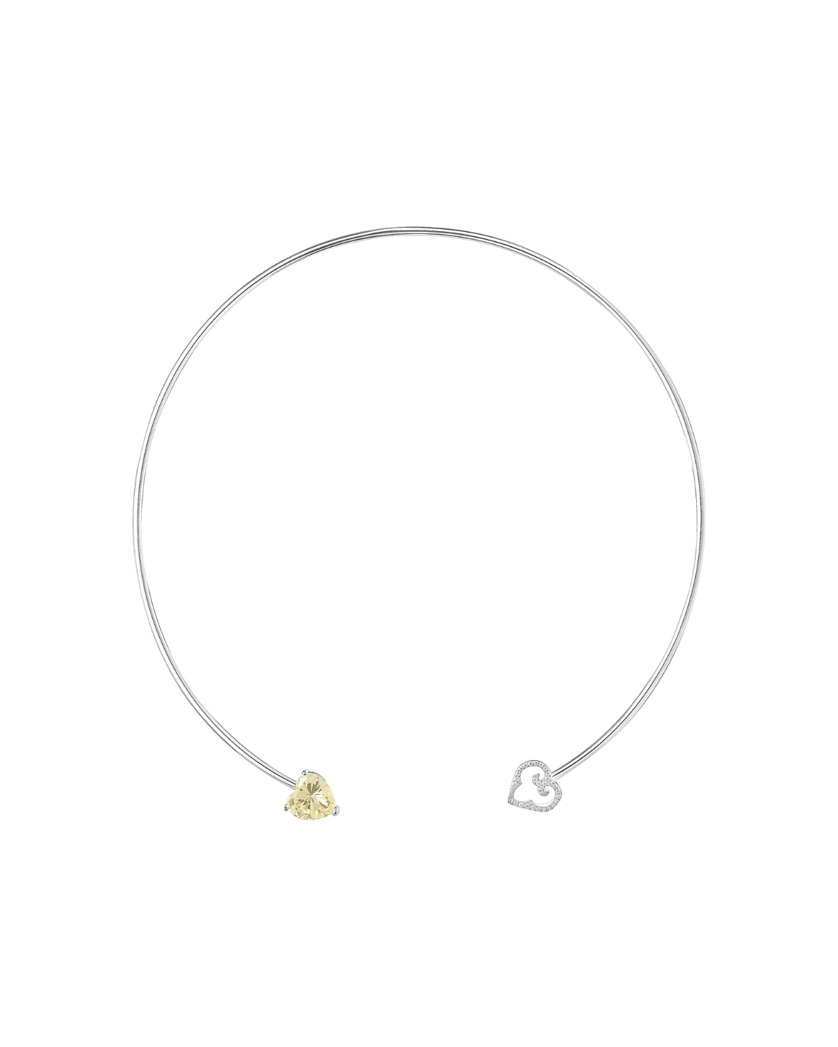 Two Hearts Choker | Yellow Stone | Rhodium