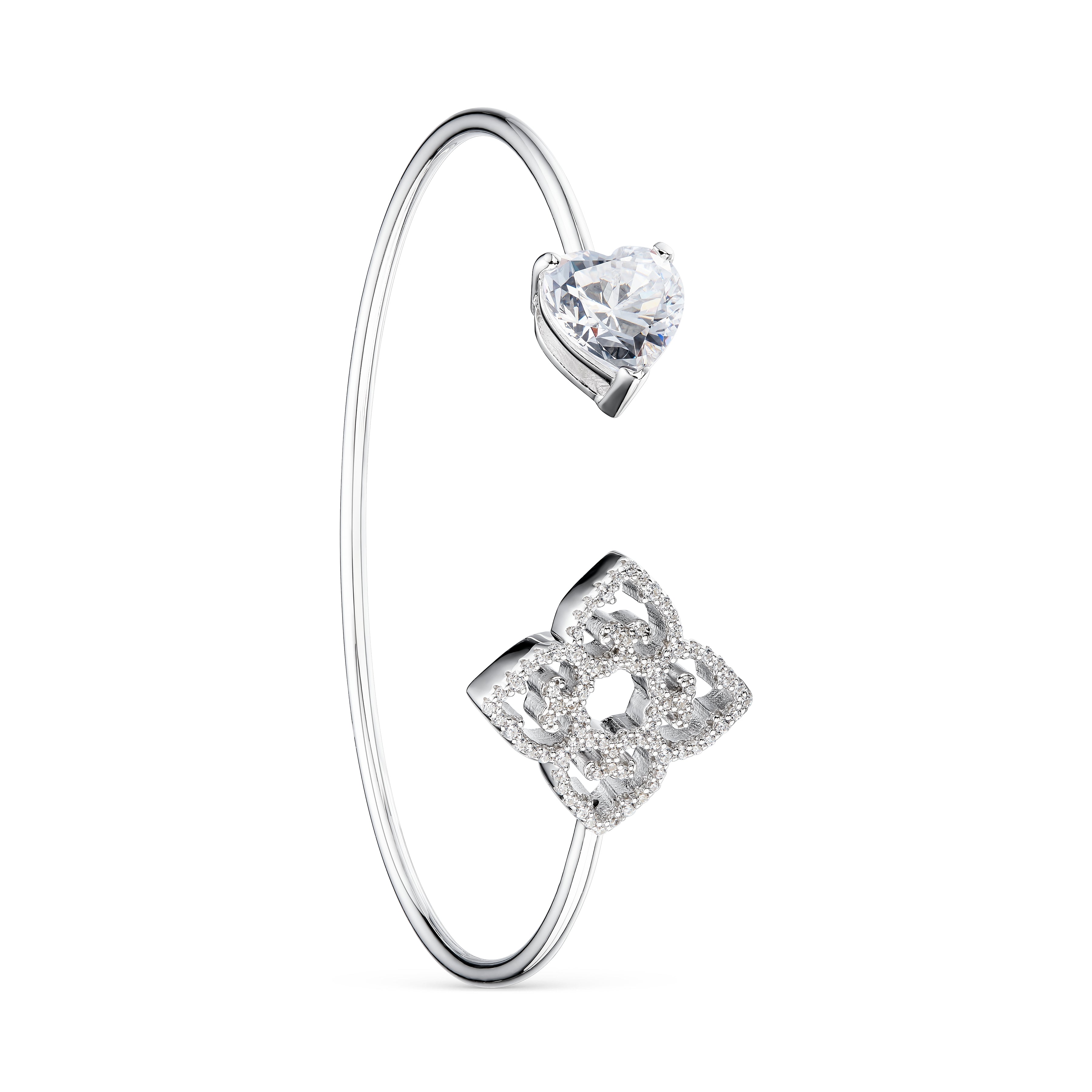 Mother & Child Bracelet | White Stone | Rhodium