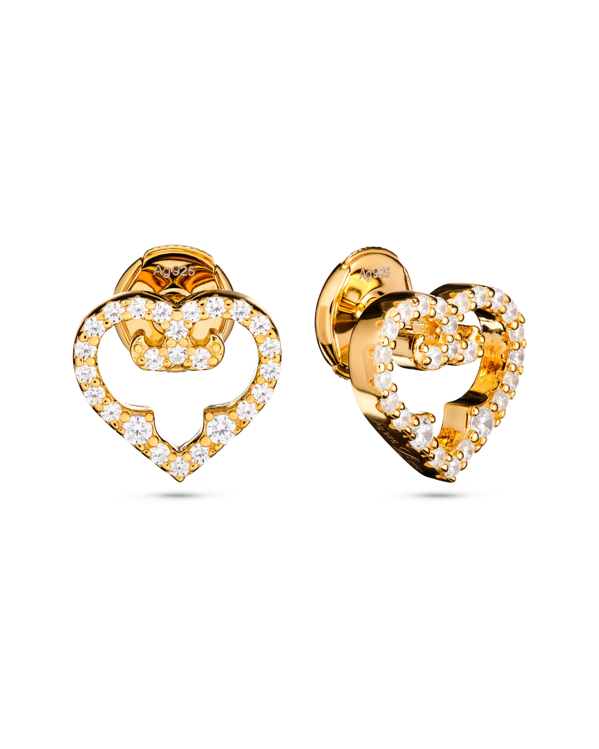 Heart Stud Earrings | Yellow Gold