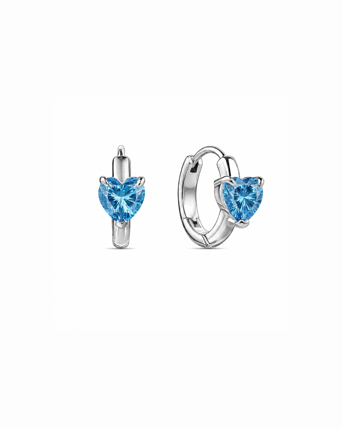 Two Hearts Hoop Earrings | Blue Stone | Silver