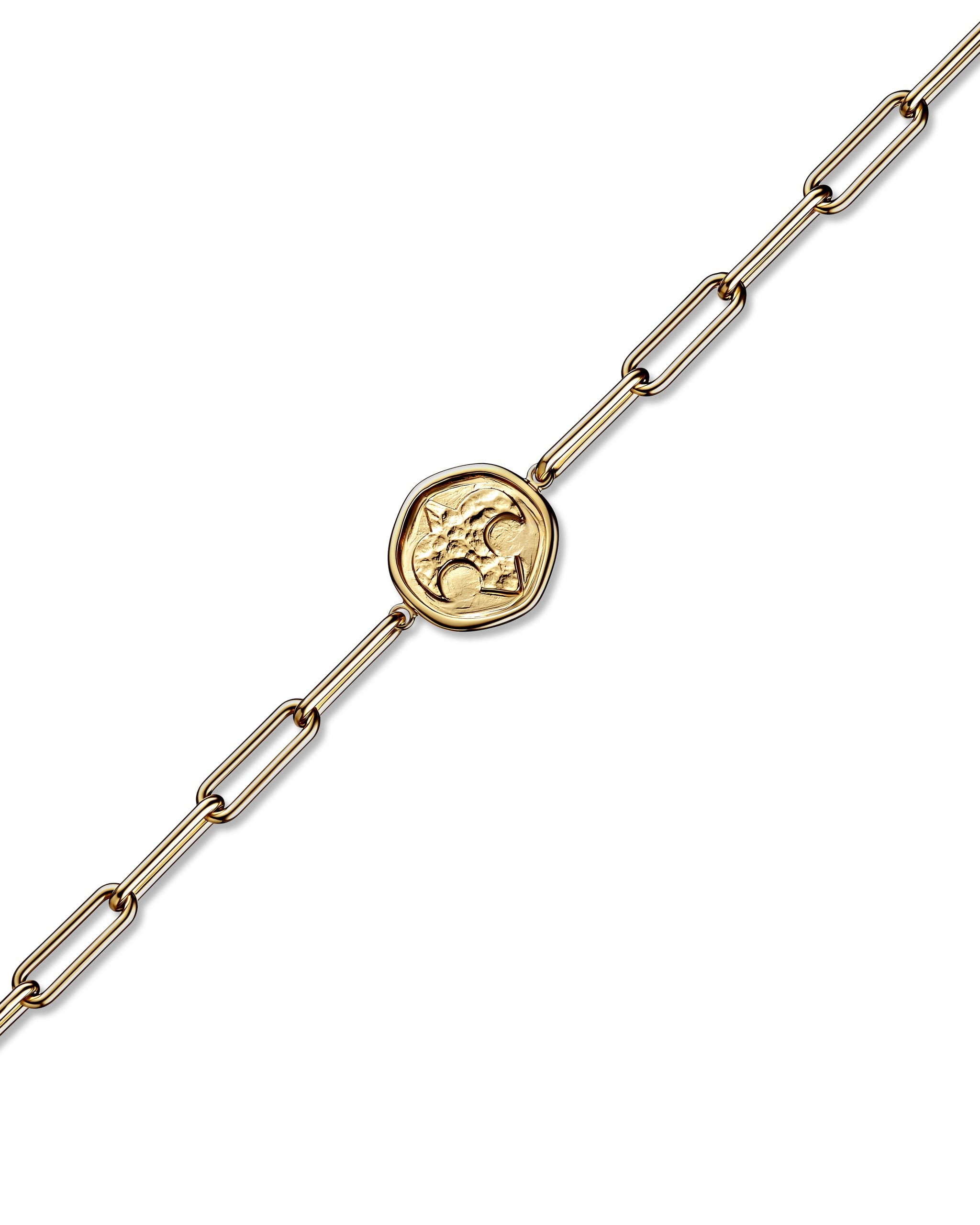 Gold plated chain bracelet with medallion
