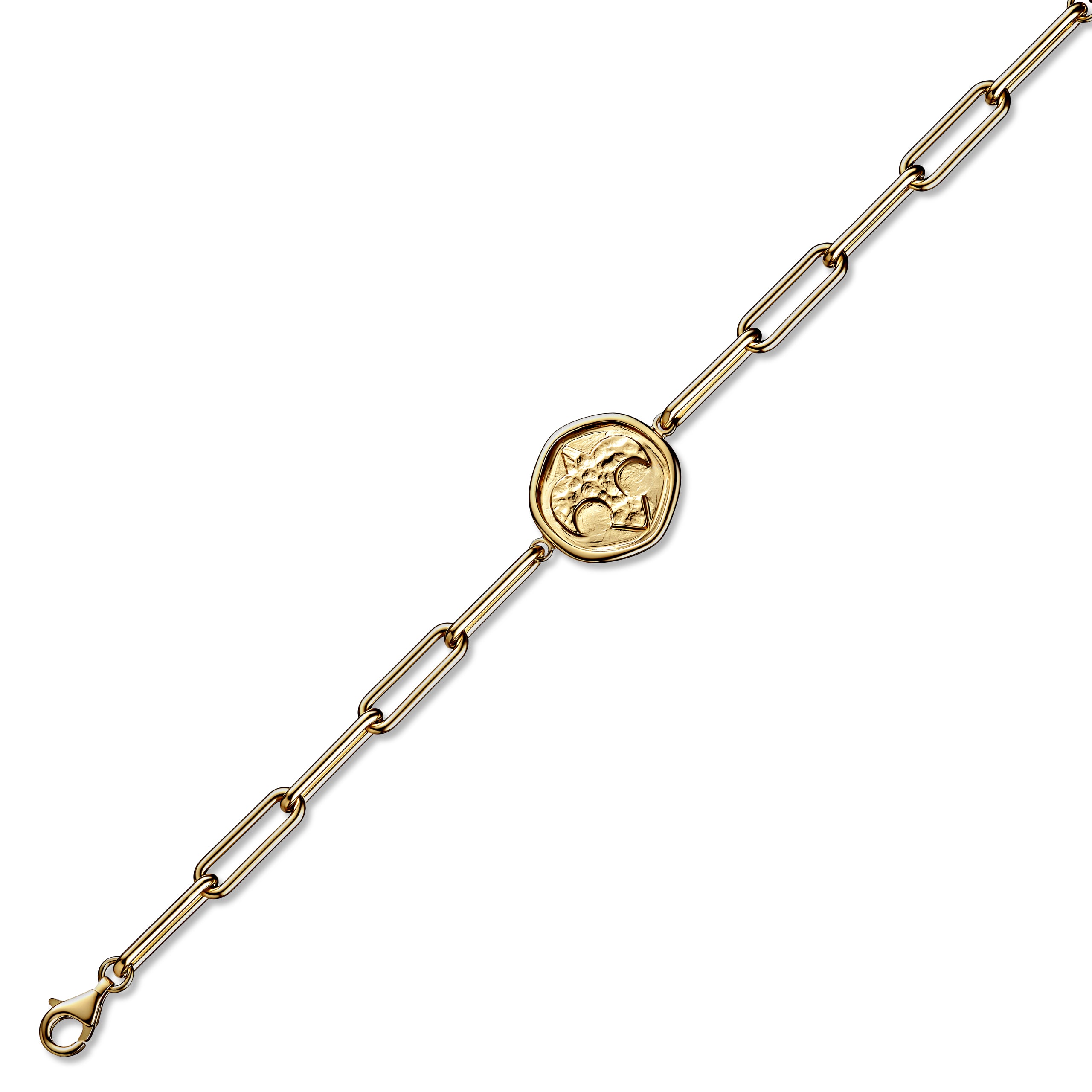 Gold plated chain bracelet with medallion
