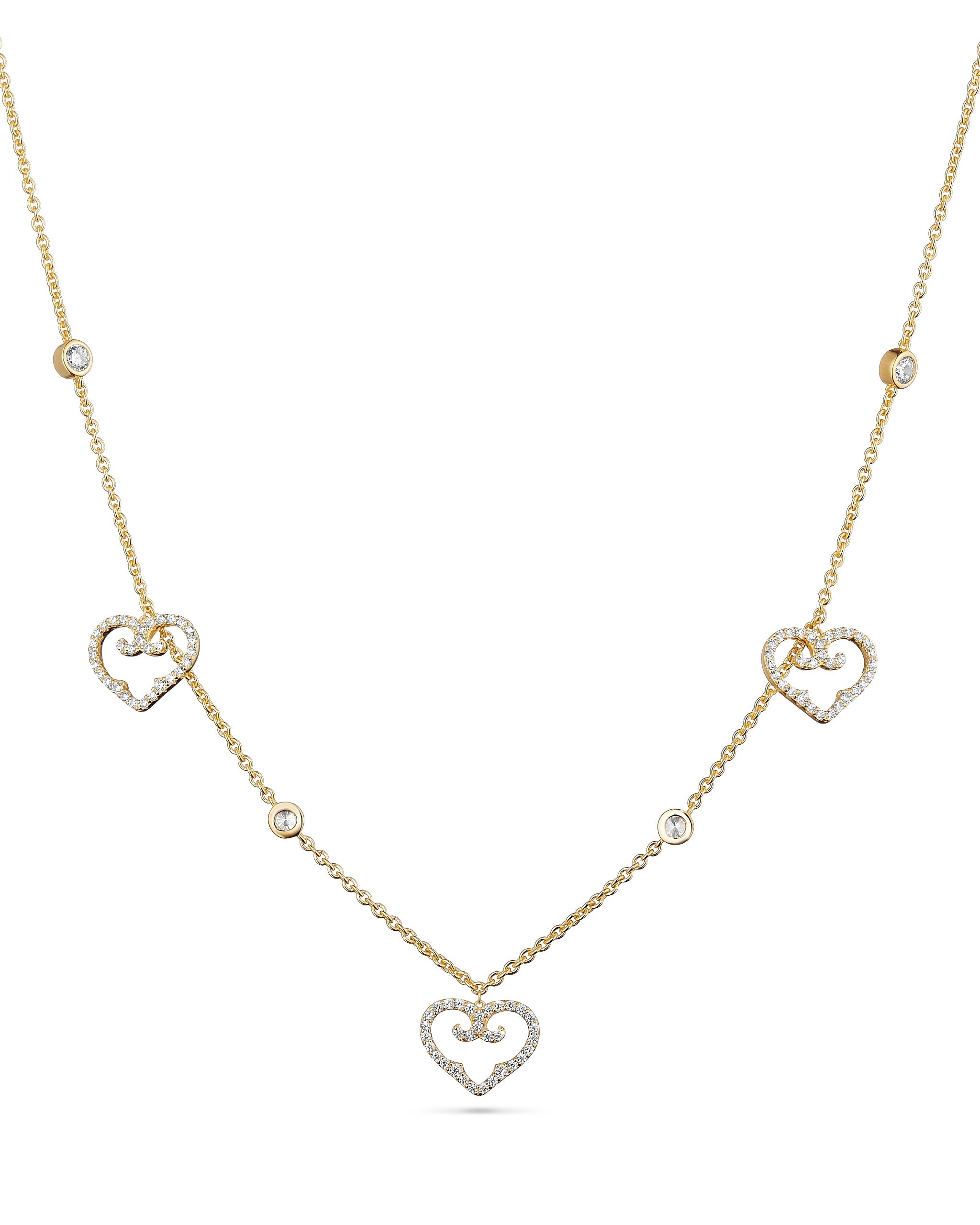 Three Hearts Choker | Yellow Gold