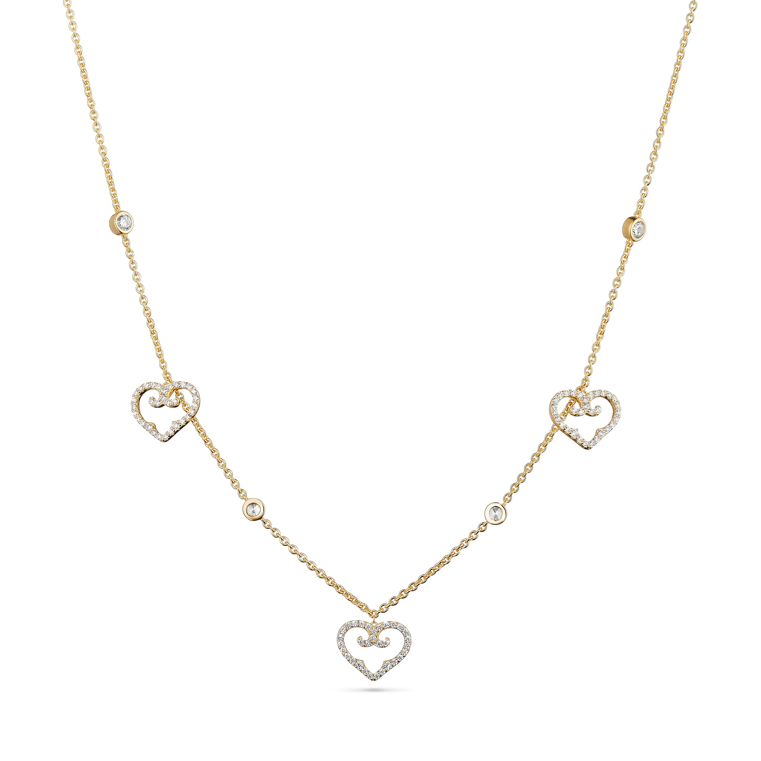 Three Hearts Choker | Yellow Gold