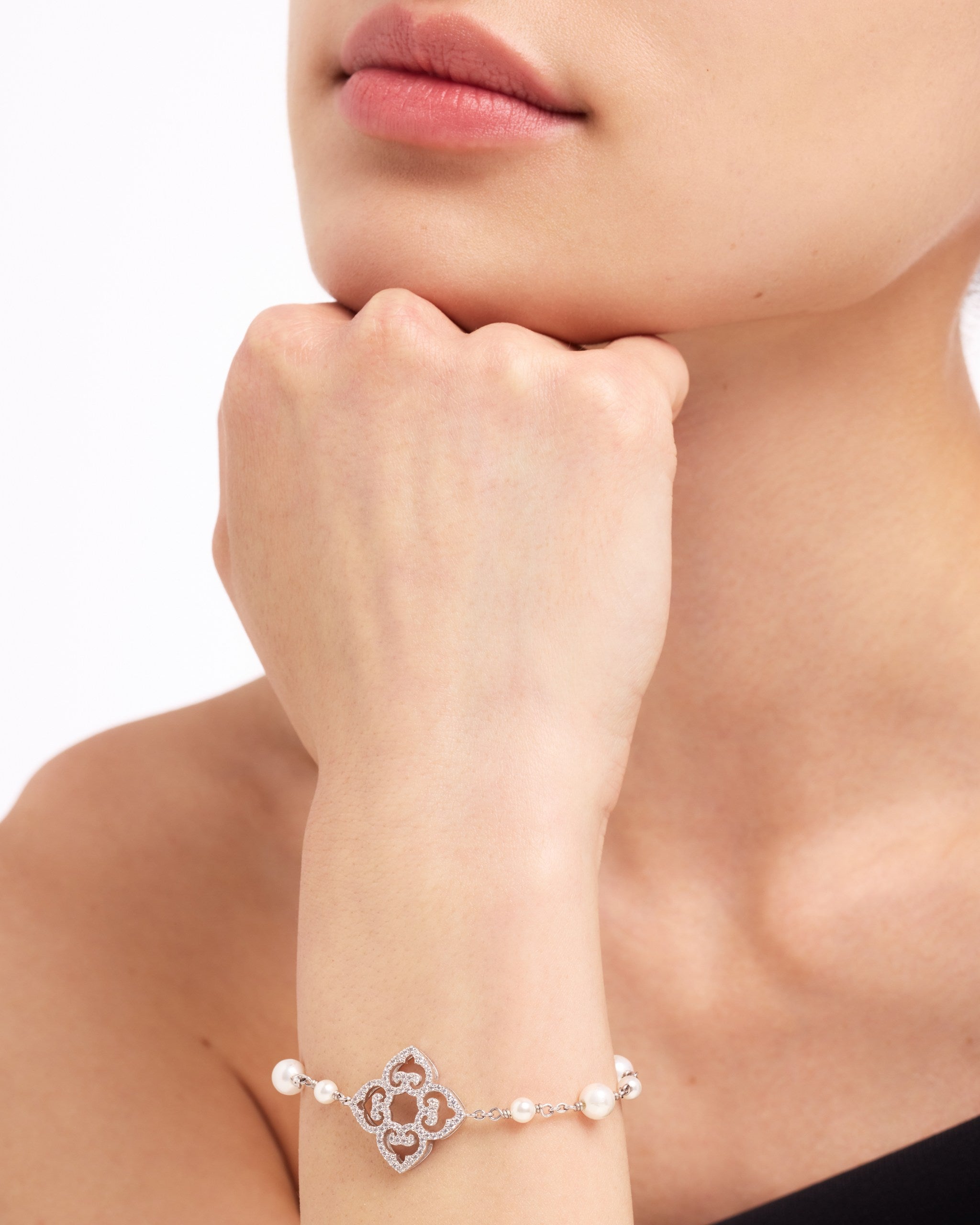 Classic Pearl Bracelet | Rodium