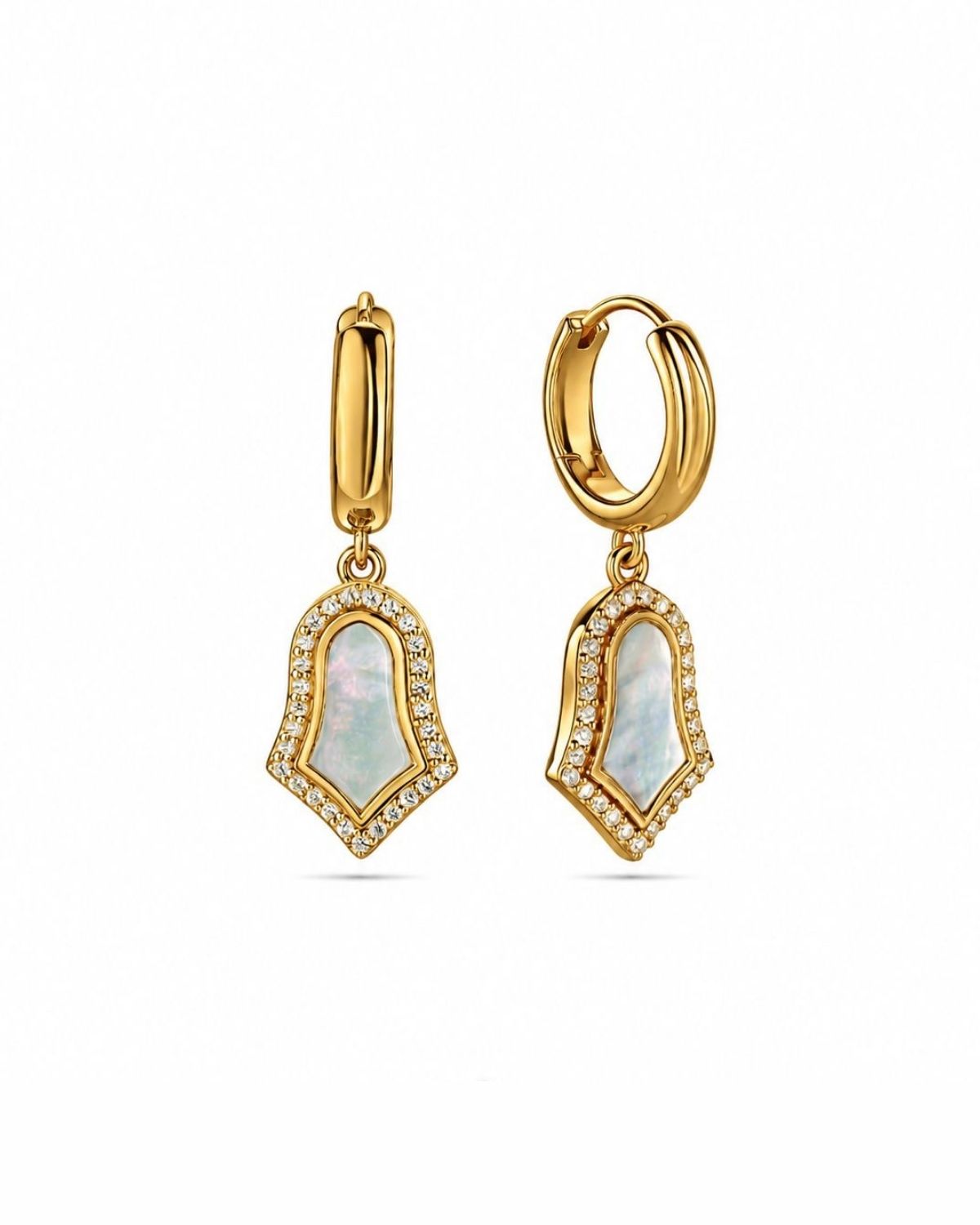Steppe Tulip Hoop Double-Sided Earrings | Mother of Pearl | Yellow Gold