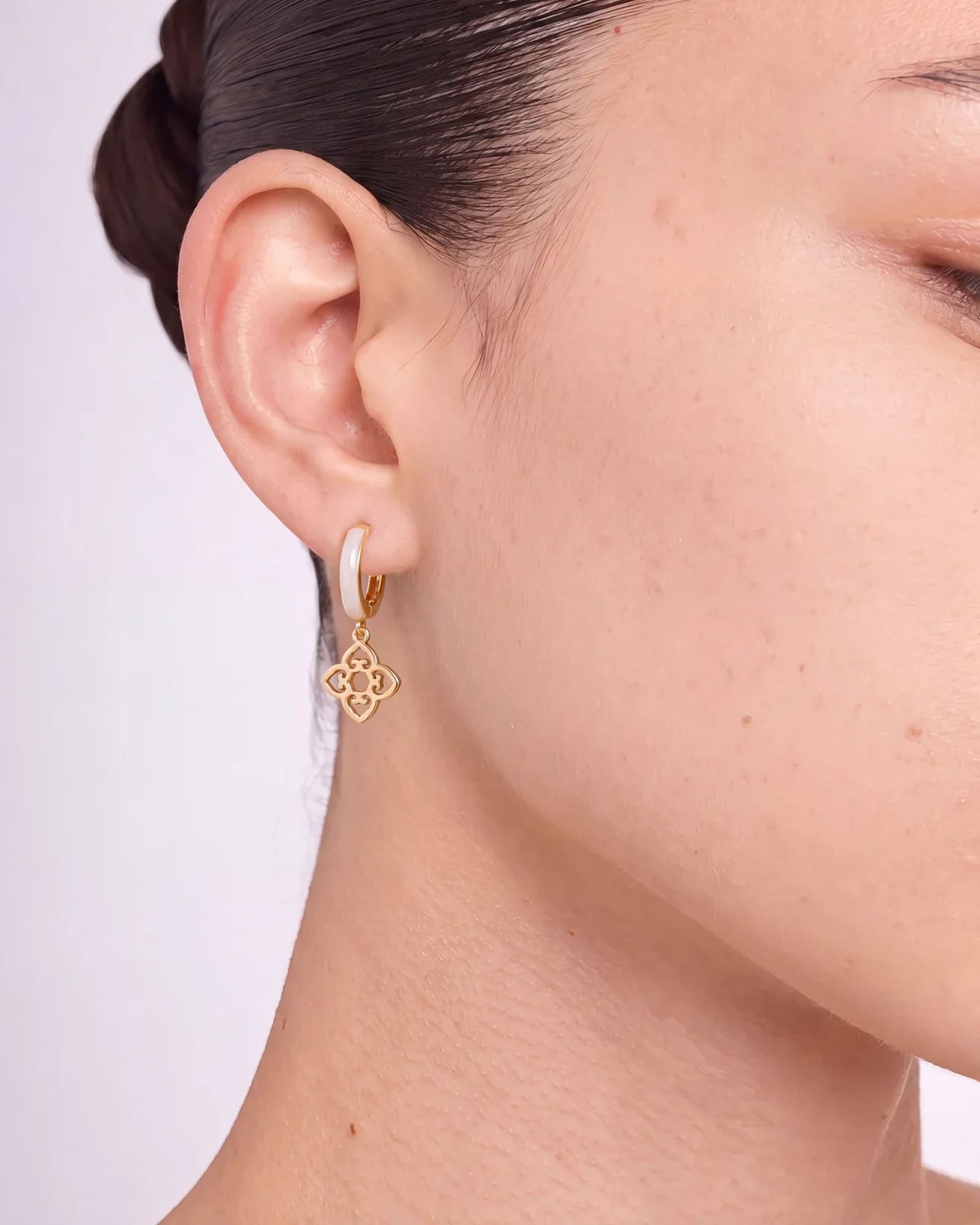 Classic White Enamel Earrings | Yellow Gold