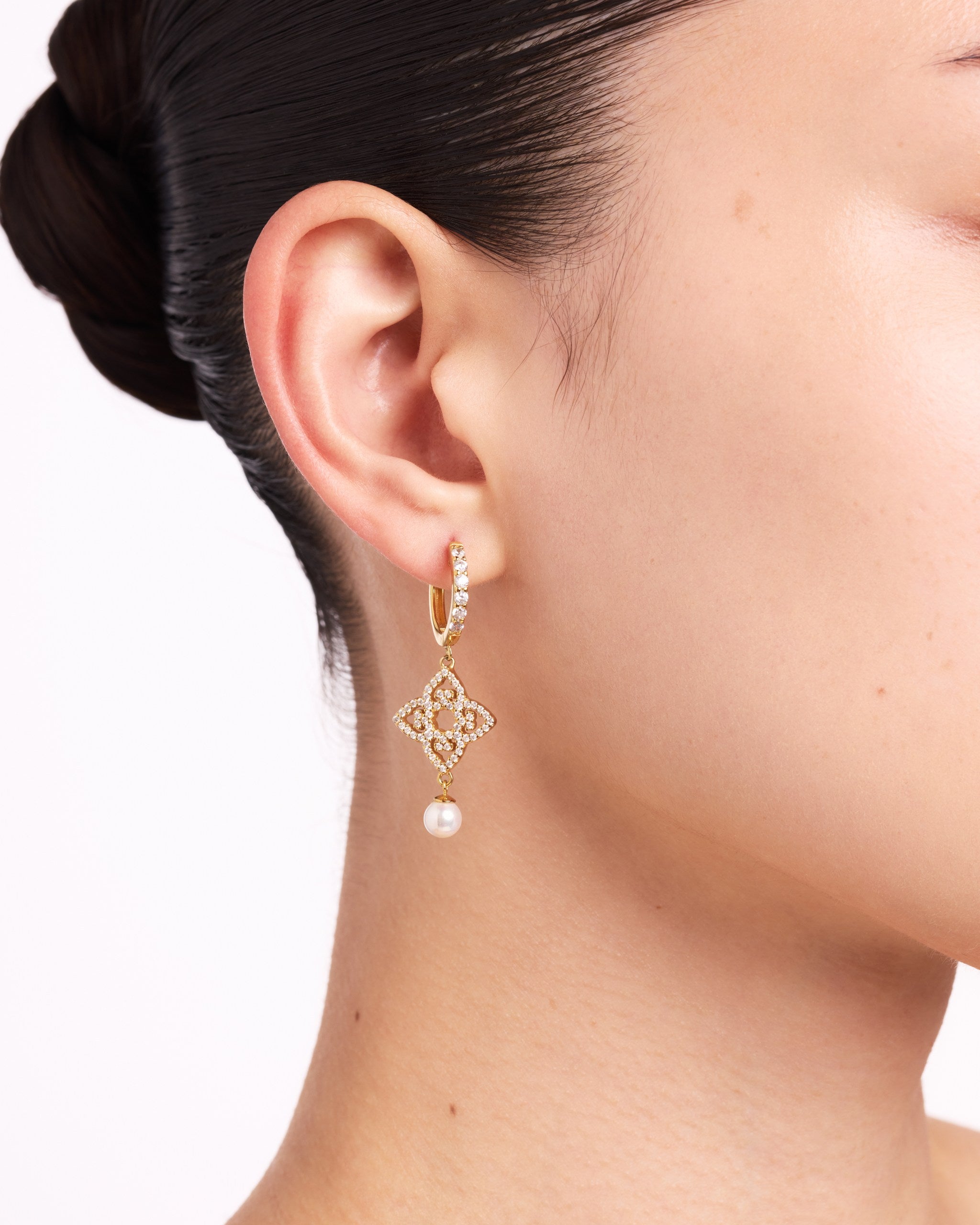 Classic Mono Earrings | Double-Sided | Yellow Gold