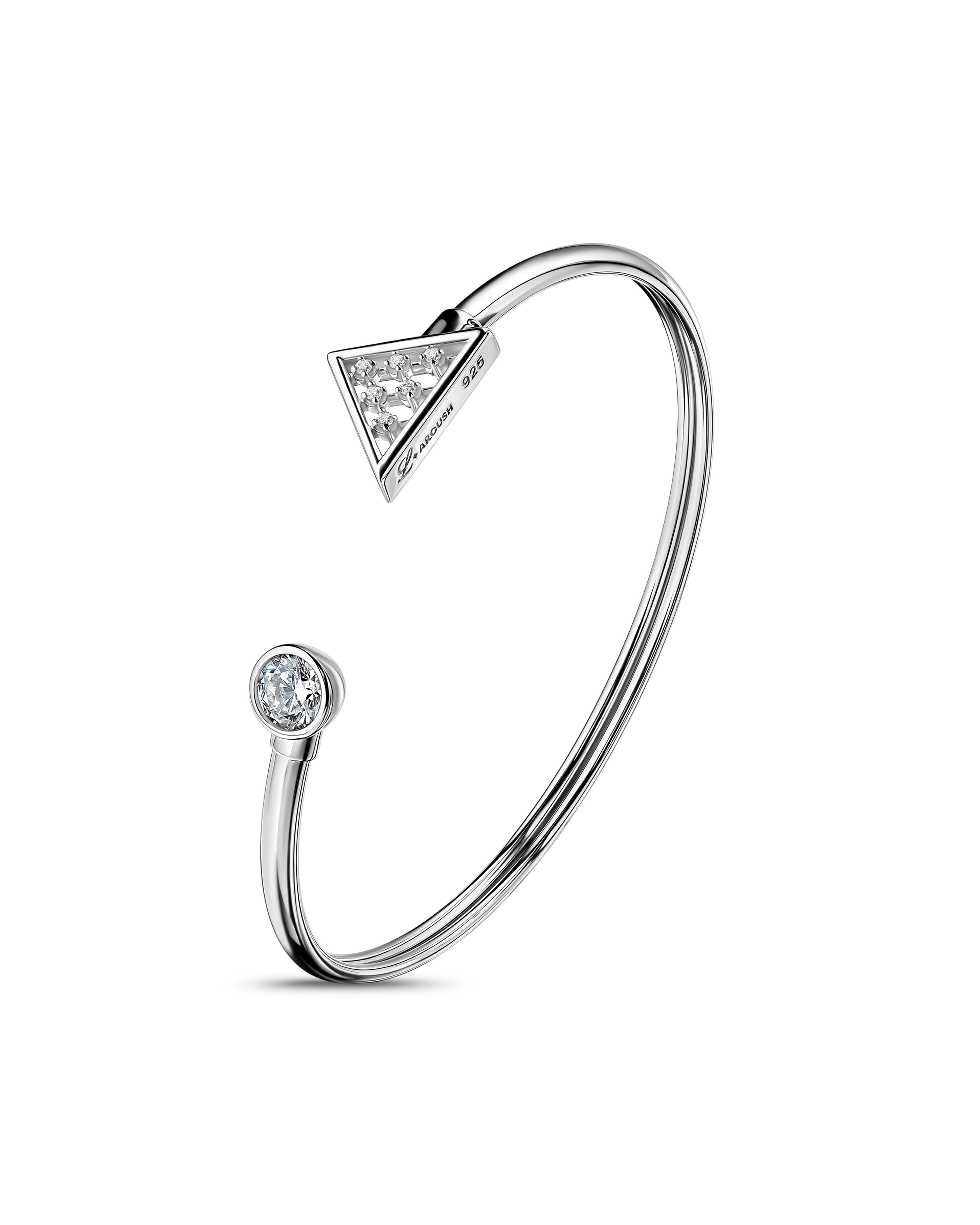 Amulet Bracelet with Crystal in 925 sterling silver with rhodium finish by L'aroush — worn on wrist