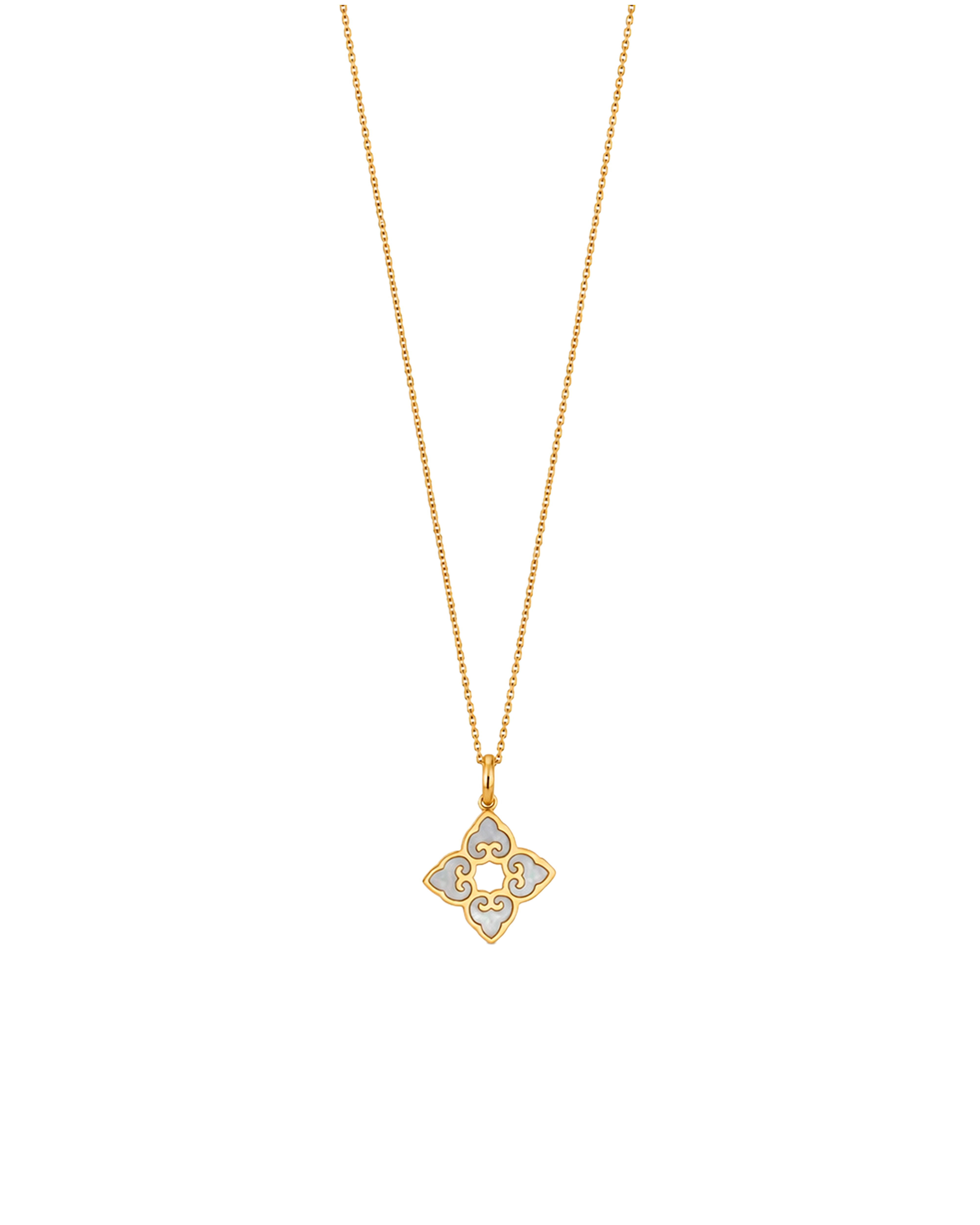 Classic White Enamel Pendant | Yellow Gold