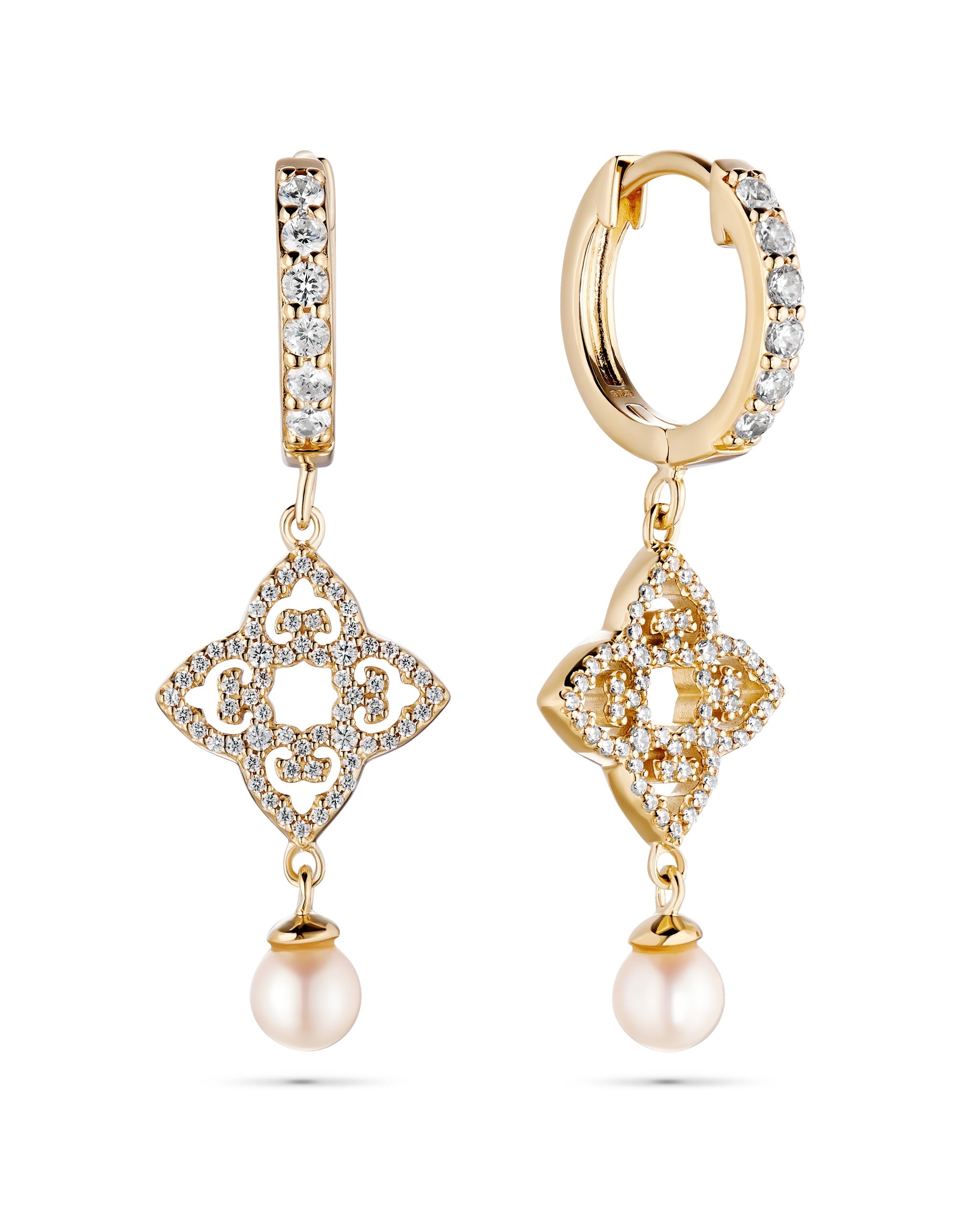 Classic Mono Earrings | Double-Sided | Yellow Gold
