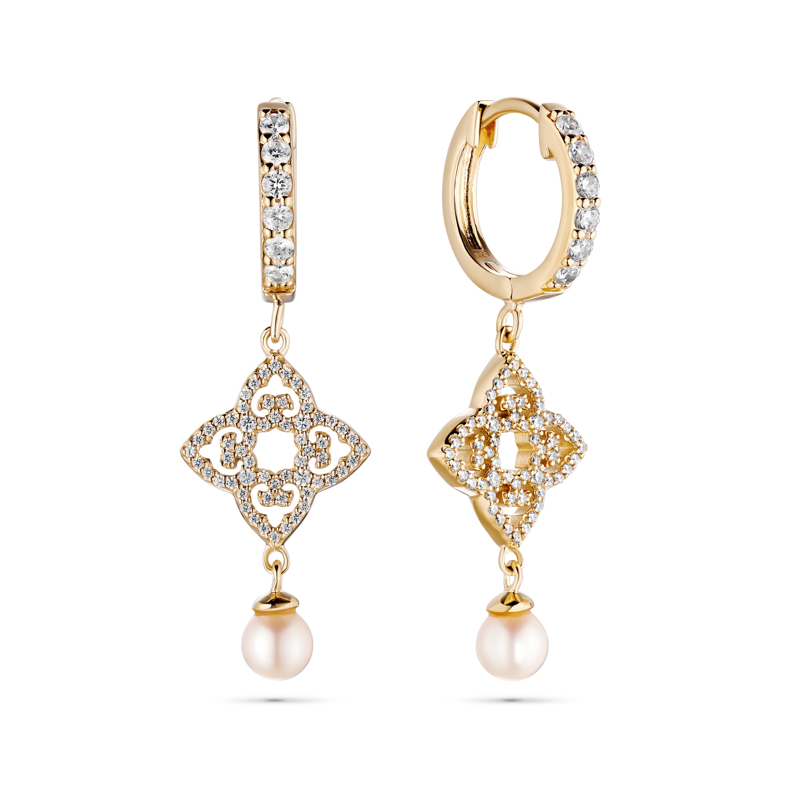 Classic Mono Earrings | Double-Sided | Yellow Gold
