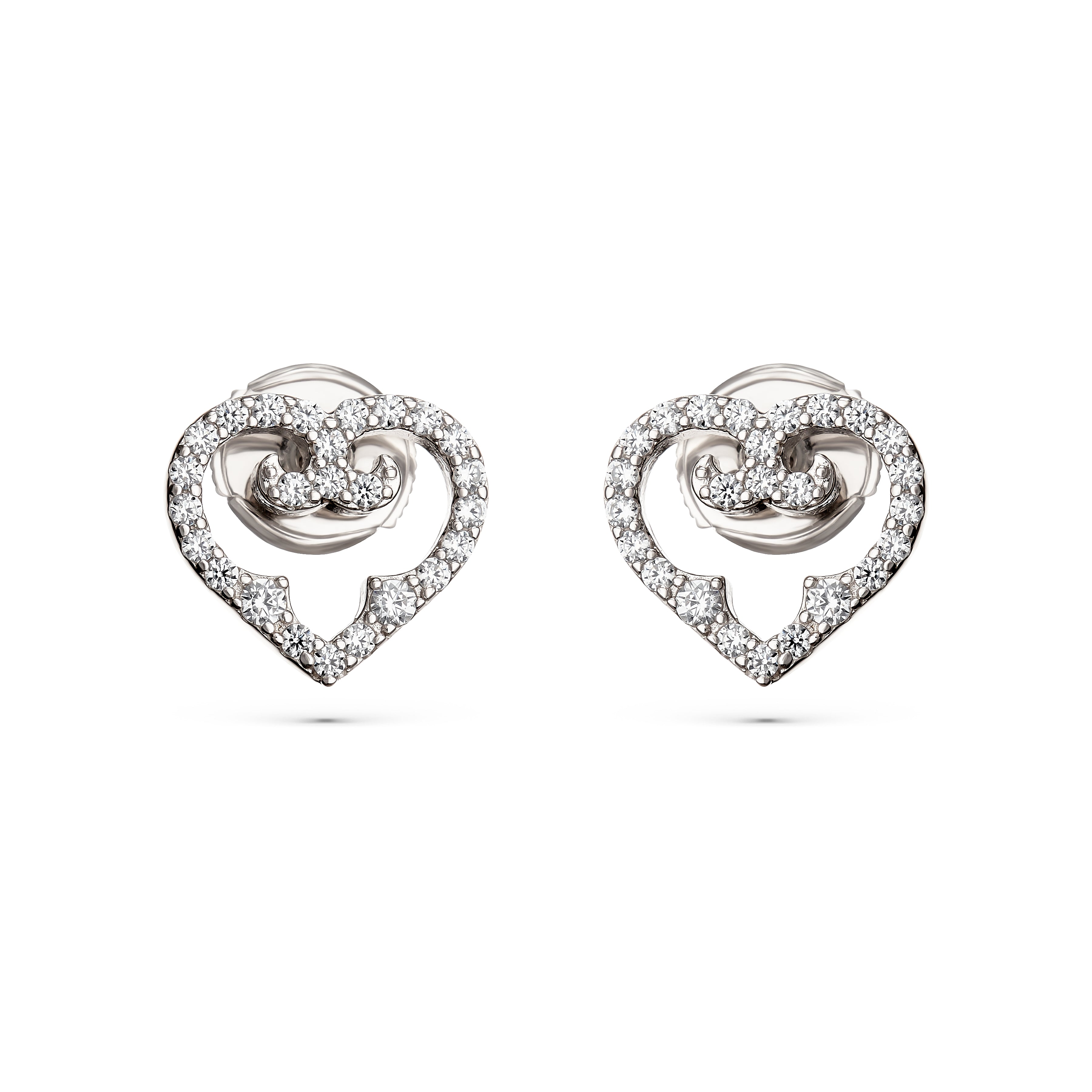 Heart Stud Earrings | Rhodium