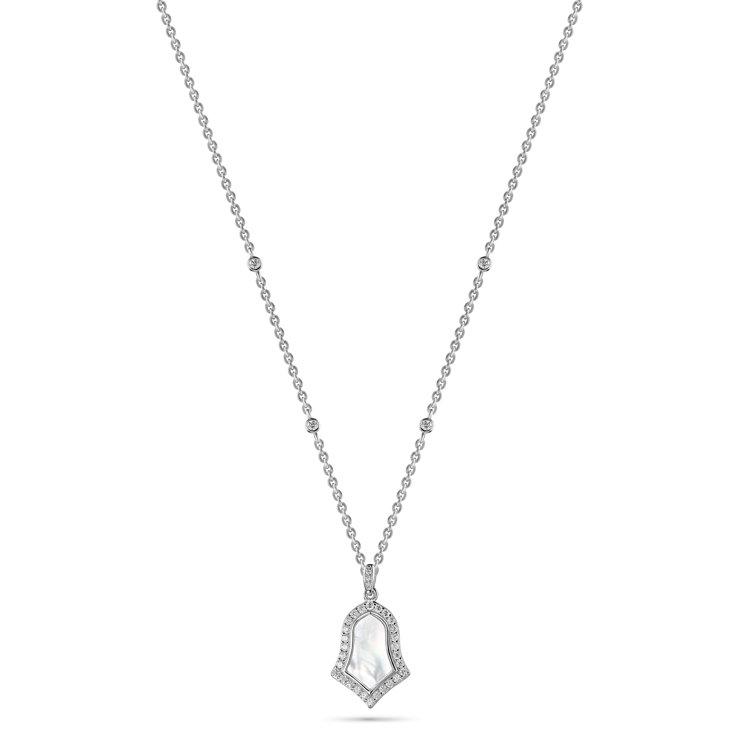 Steppe Tulip Double-Sided Pendant | Mother of Pearl | Rhodium