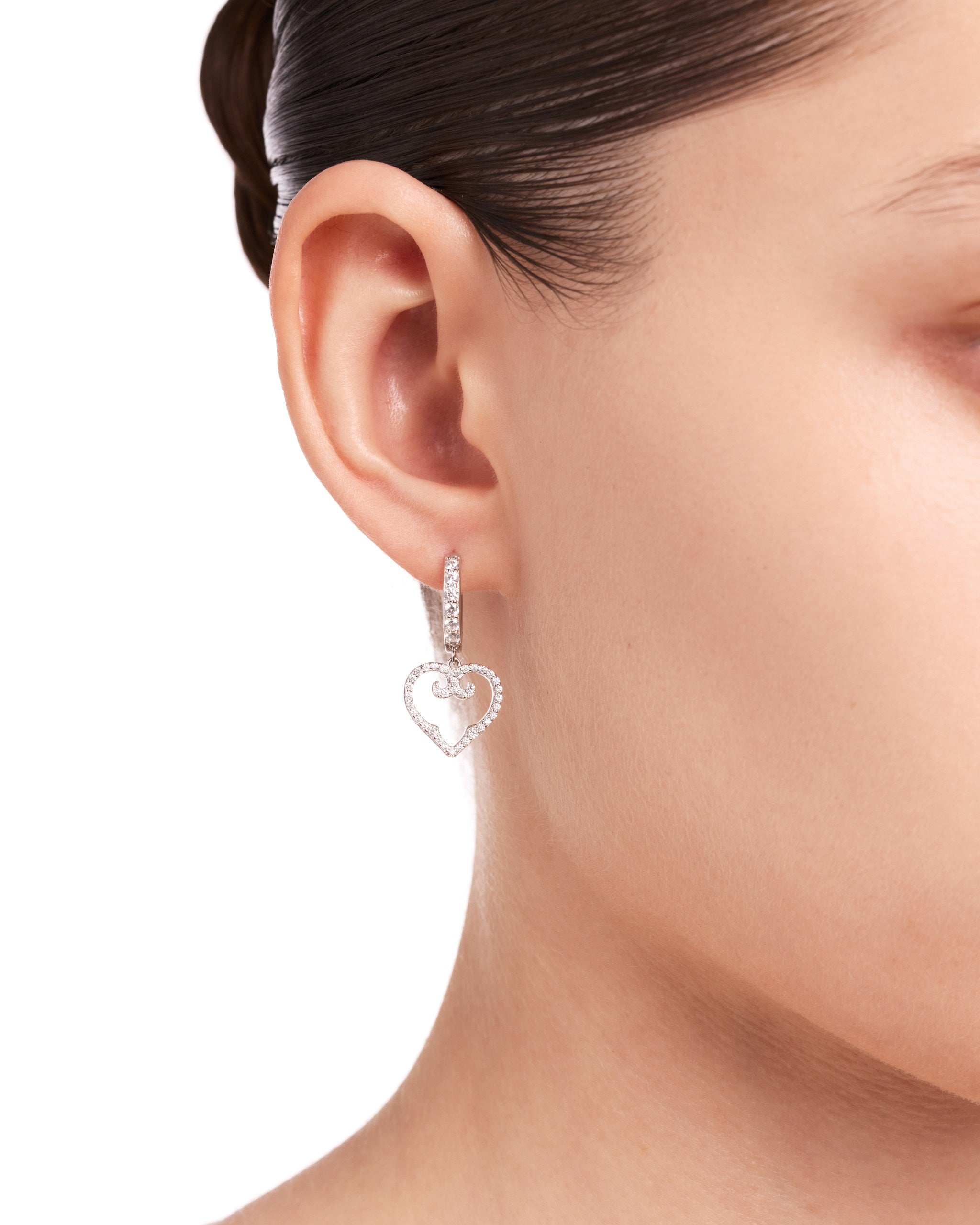 Heart Mono Earring | Rhodium