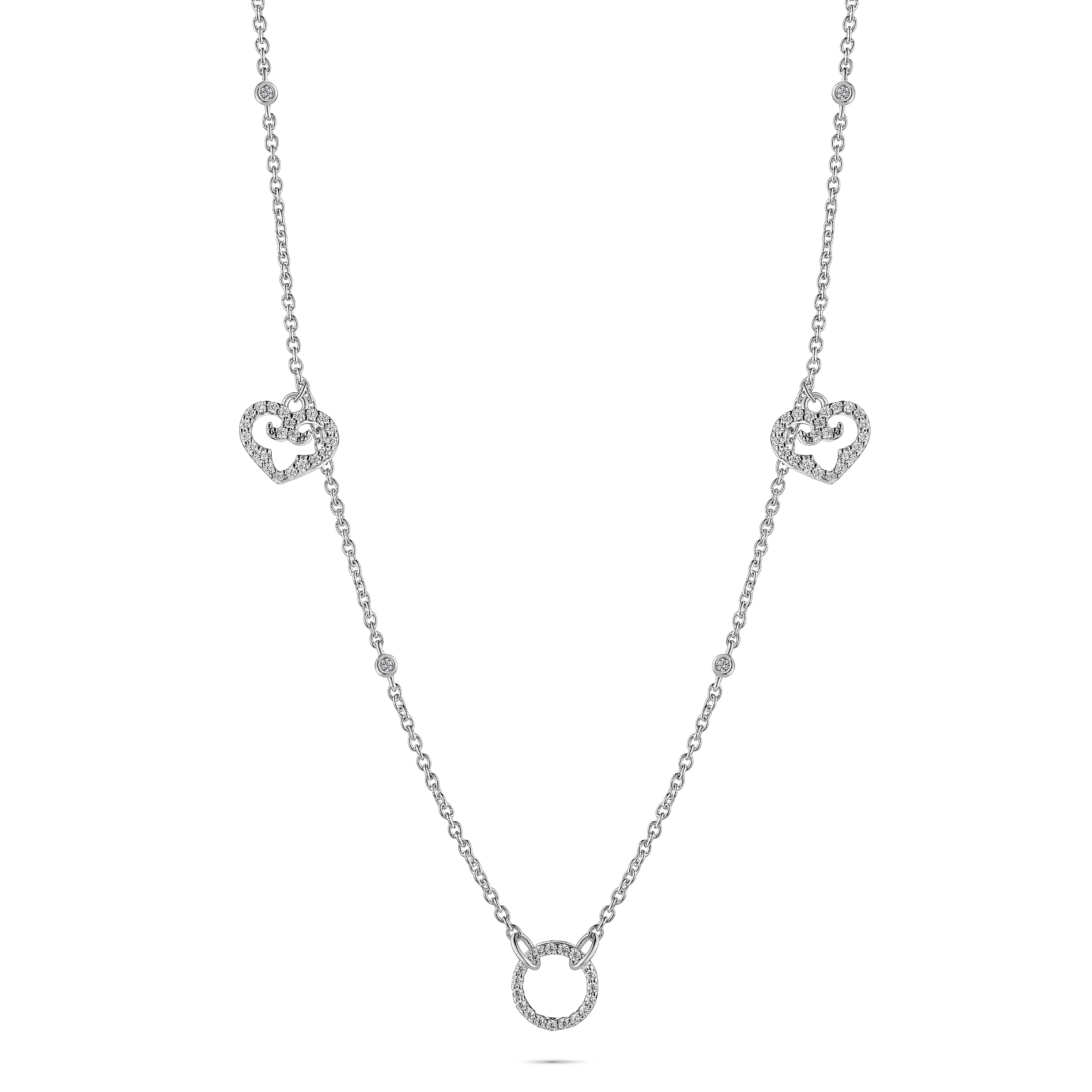 Mini Heart Duo Double-Sided Necklace | Rhodium