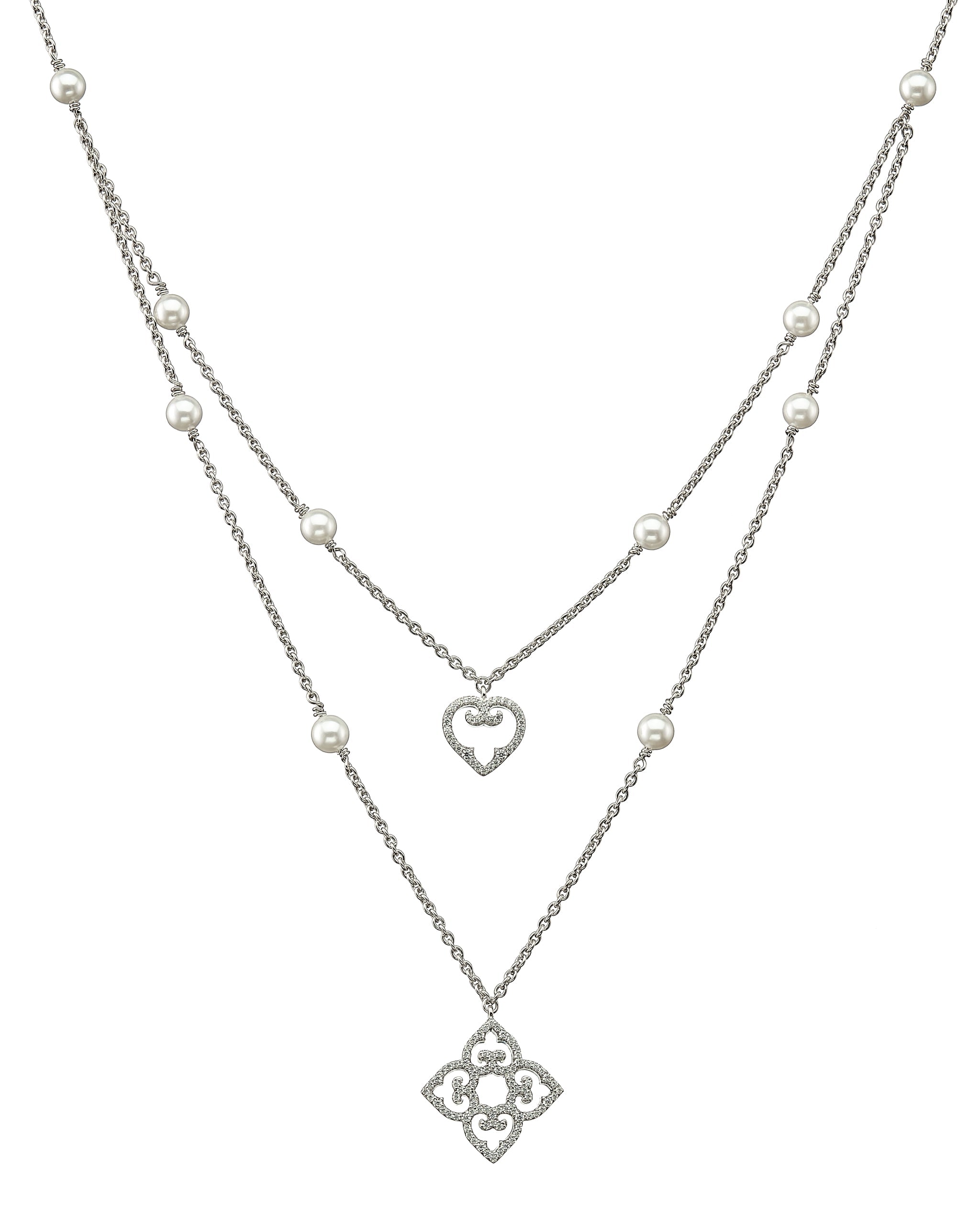 Mother and Child Necklace | Large Pearl | Rhodium
