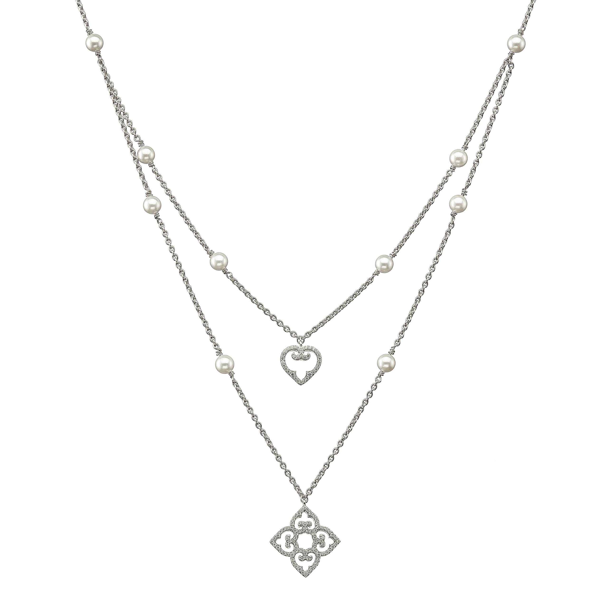 Mother and Child Necklace | Large Pearl | Rhodium
