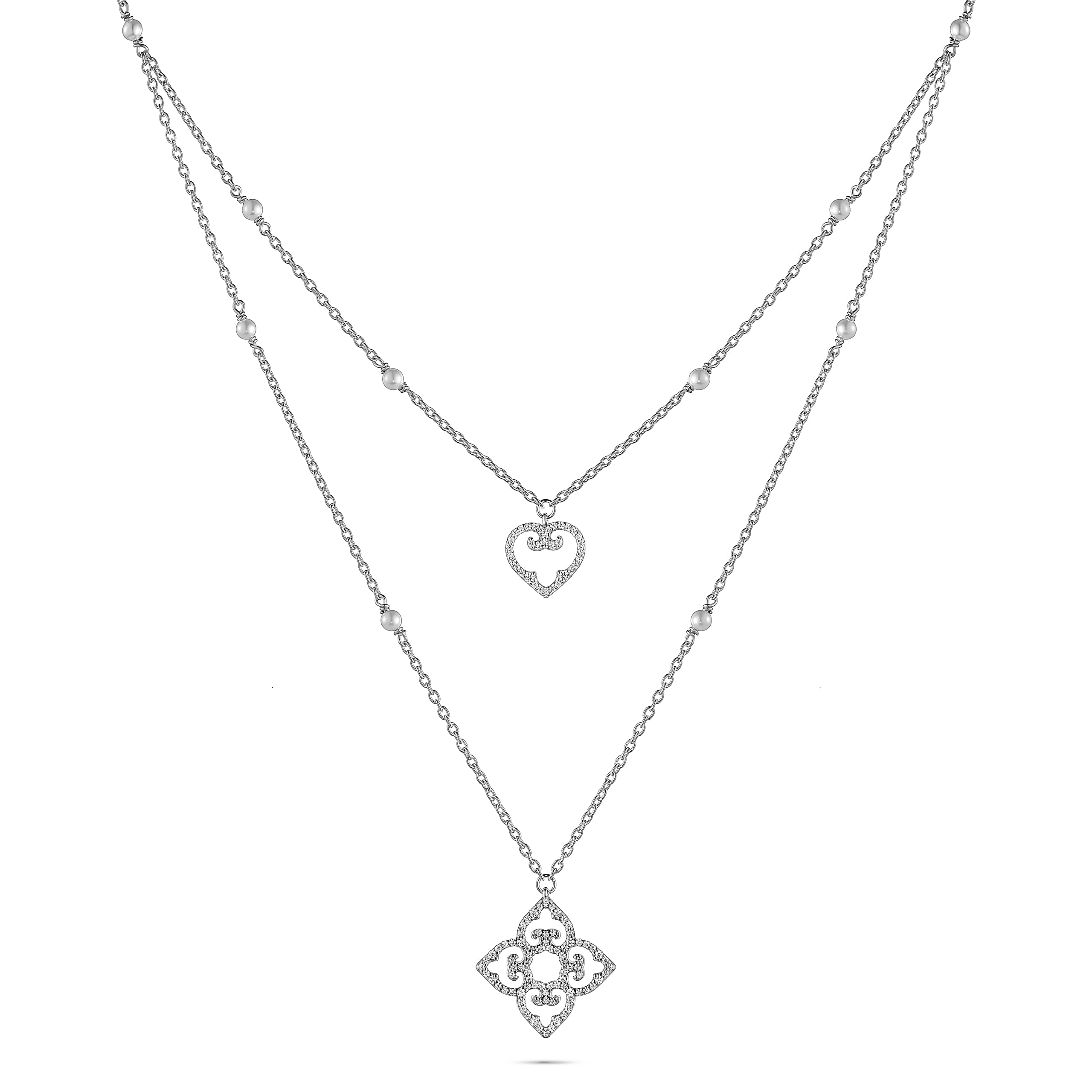 Mother and Child Necklace | Pearl | Rhodium