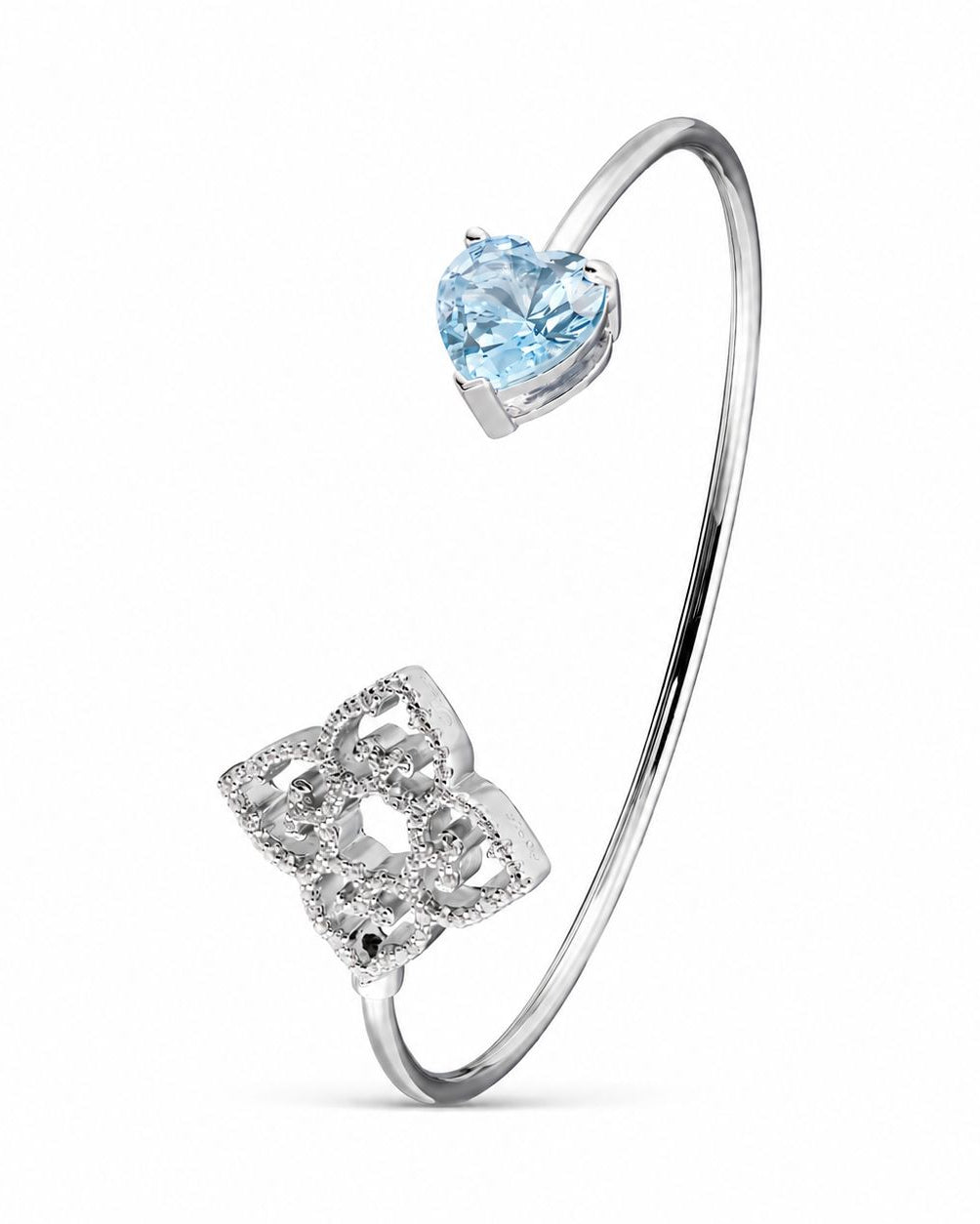 Mother & Child Bracelet | Light Blue Stone | Rhodium