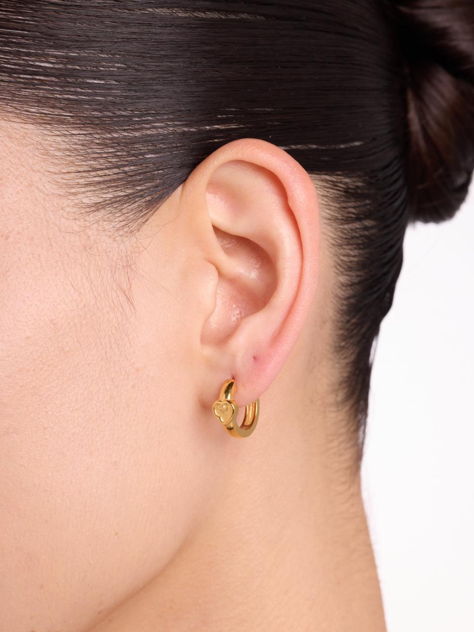 Heart Miniatures Hoop Earrings | Yellow Gold