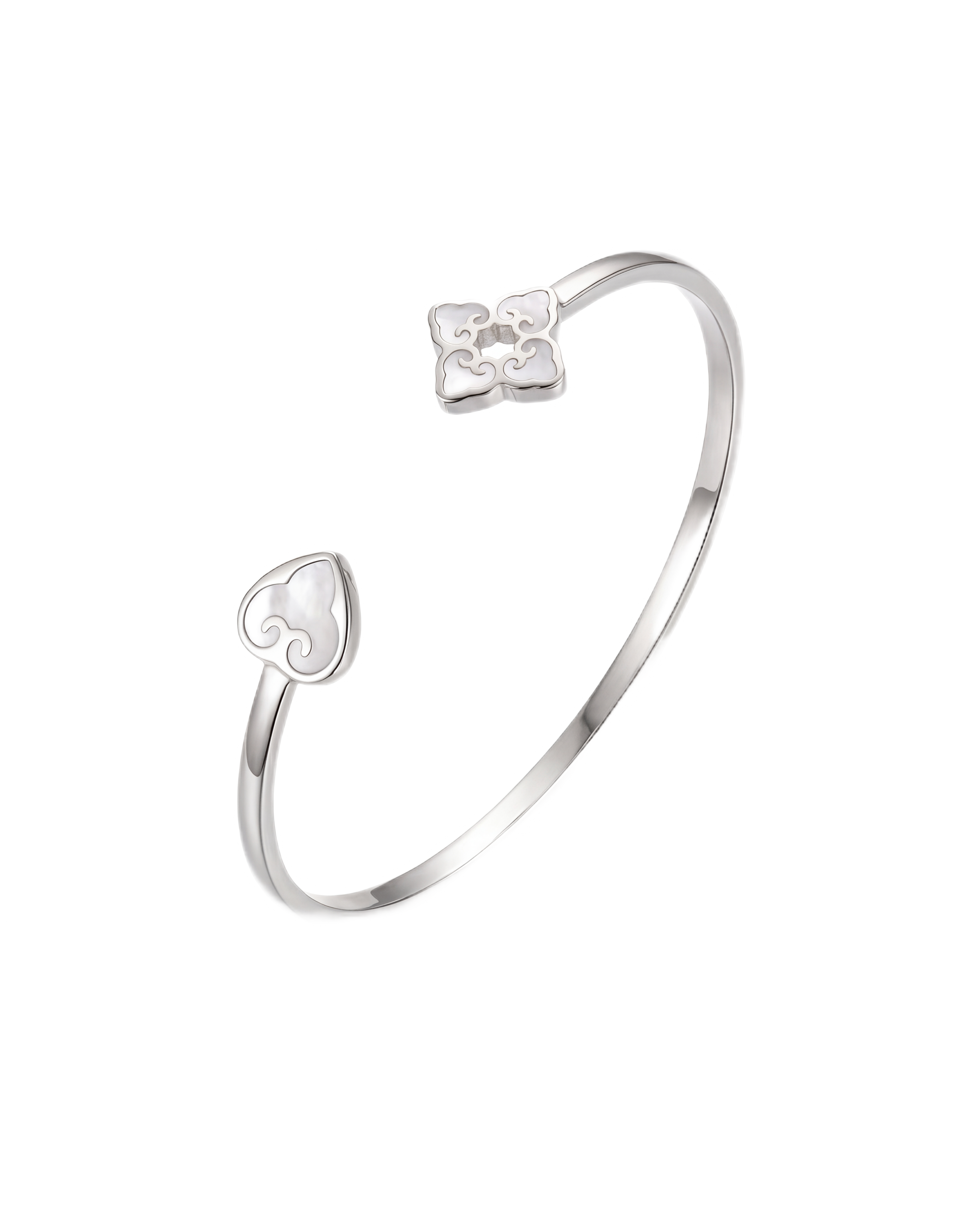 White Enamel Bracelet | Rhodium