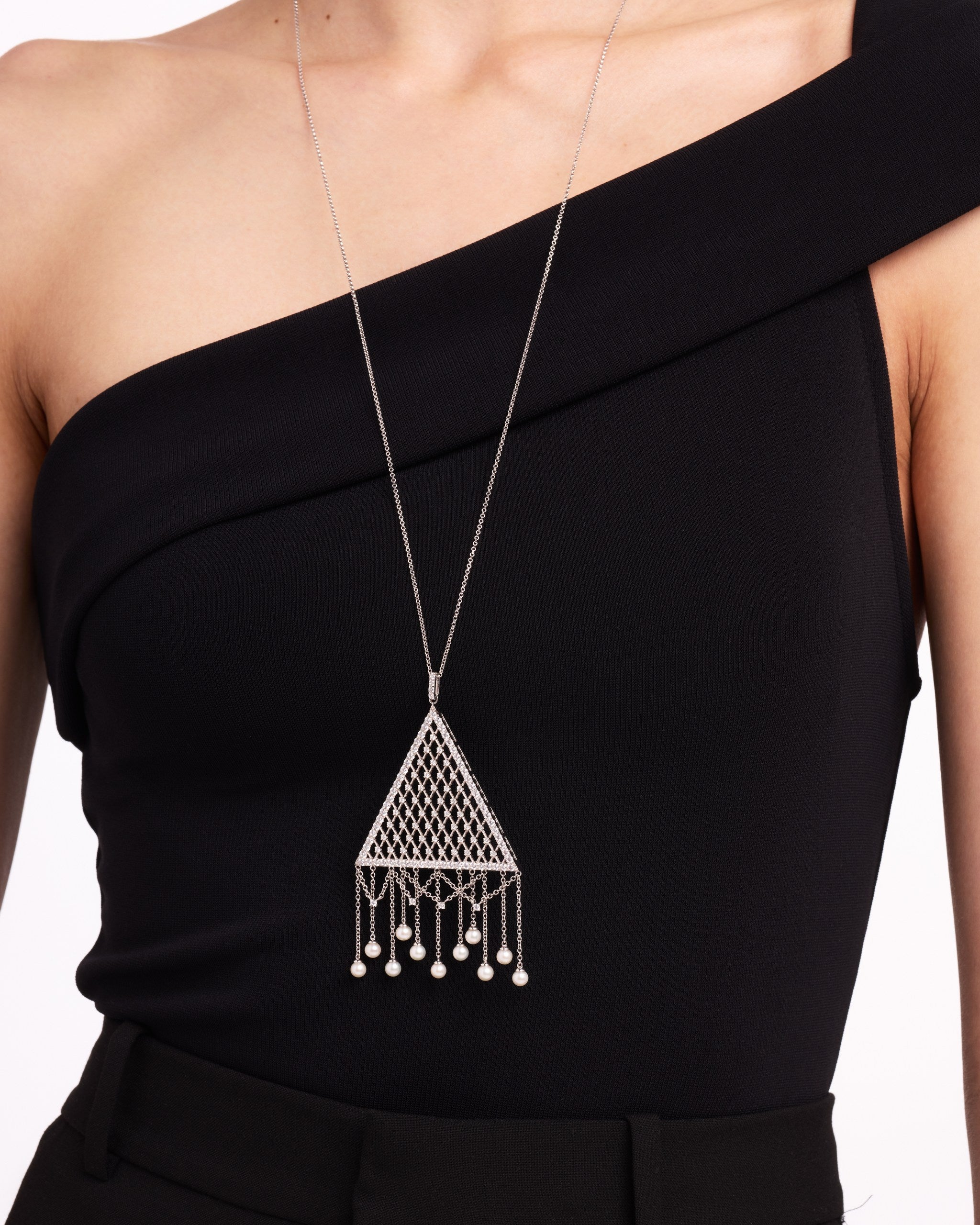 Long Amulet Necklace | Rhodium