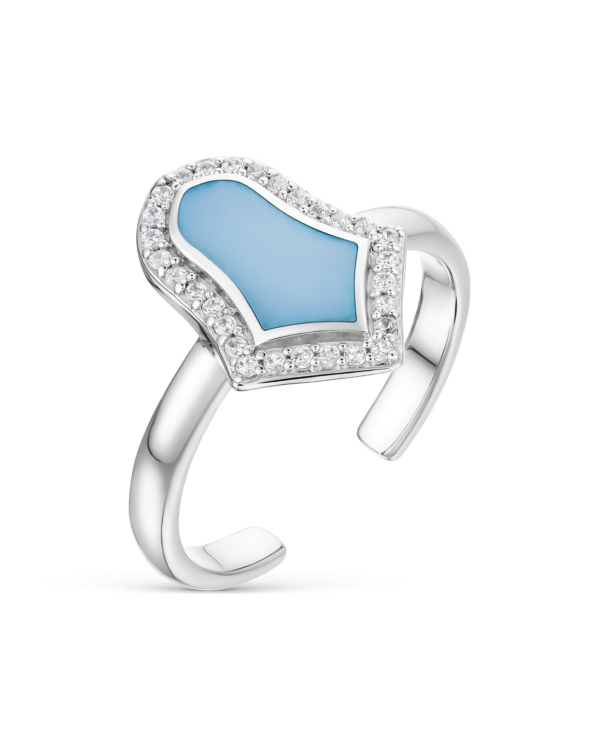 Steppe Tulip Signet Ring | Light Blue Mother of Pearl | Rhodium