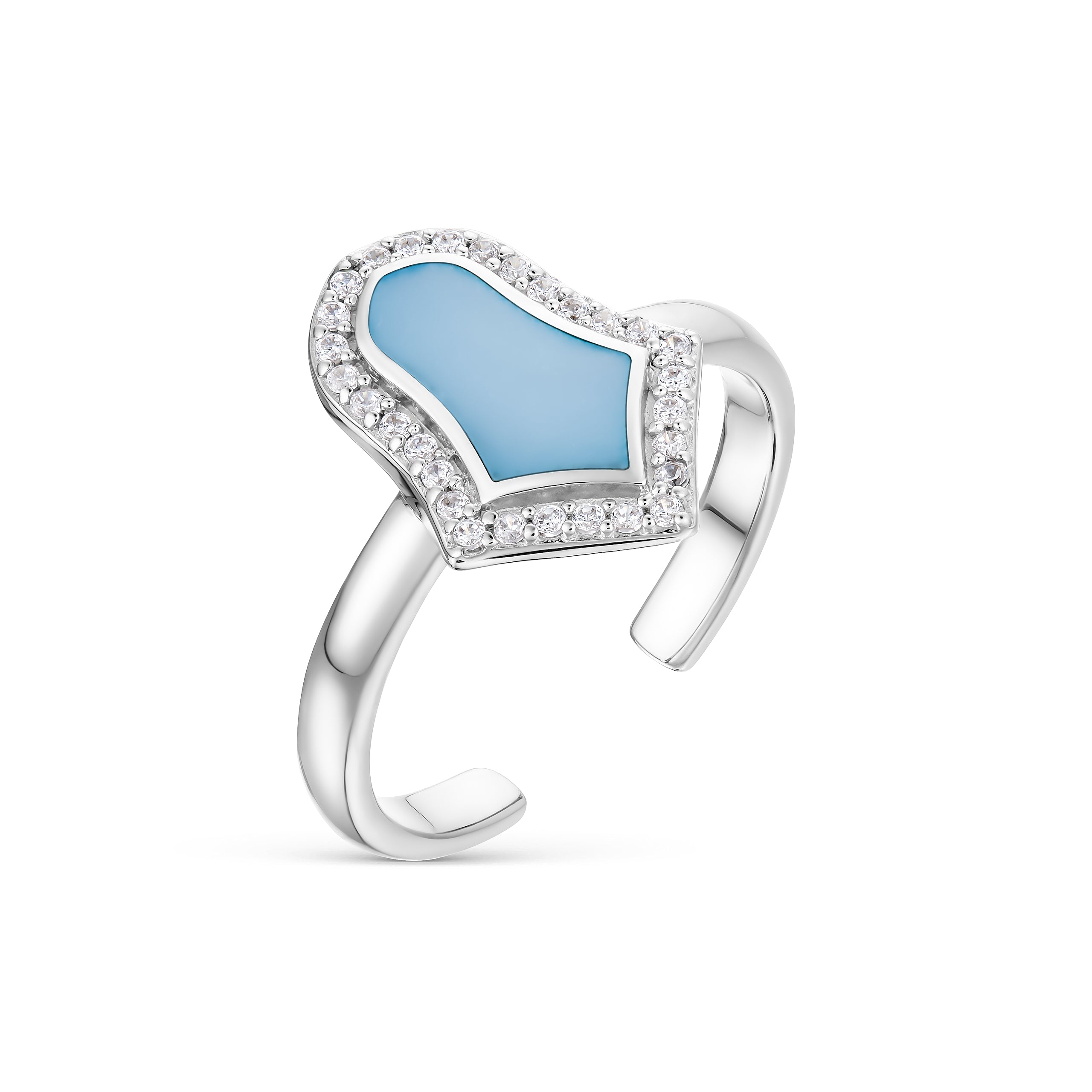 Steppe Tulip Signet Ring | Light Blue Mother of Pearl | Rhodium