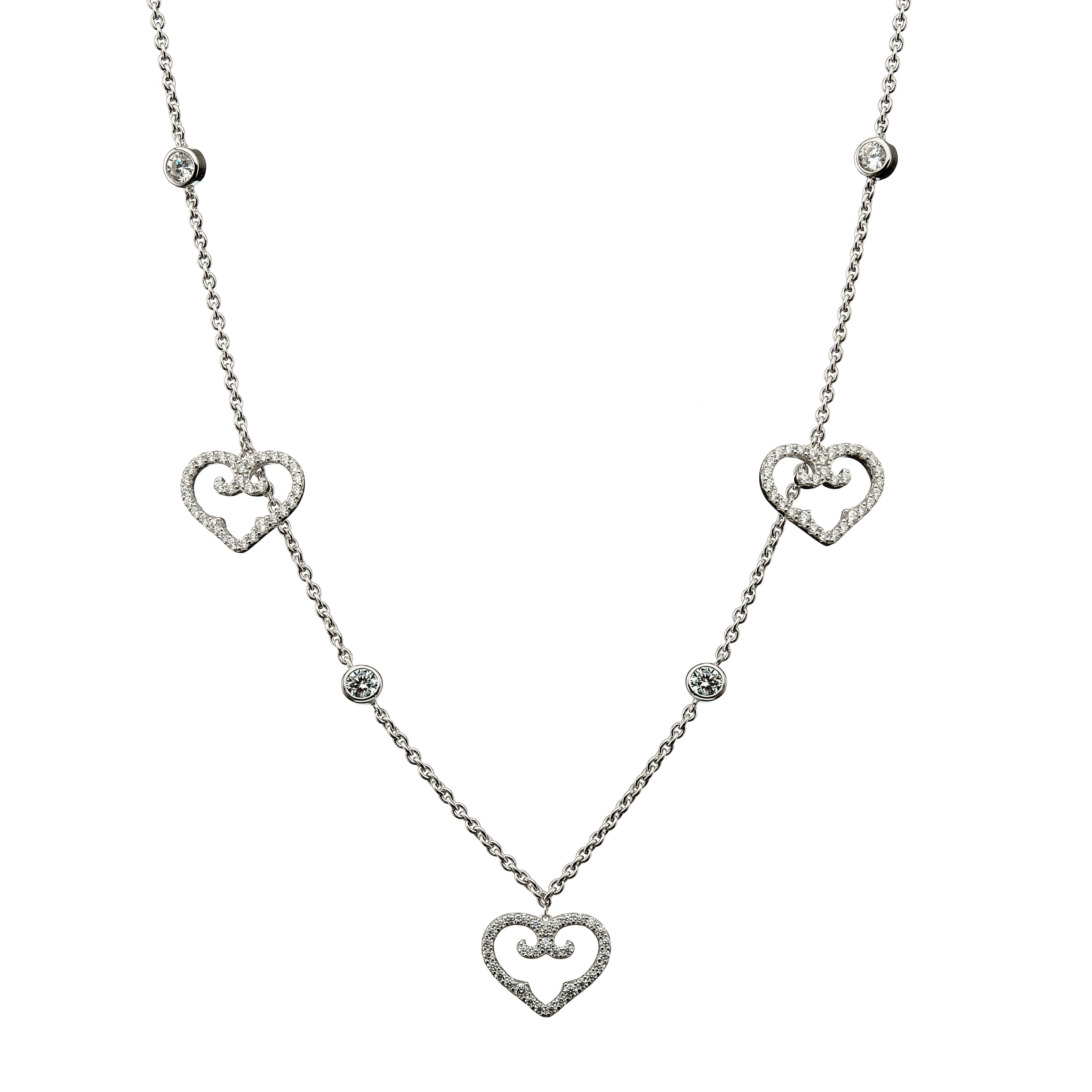 Three Hearts Choker | Rhodium