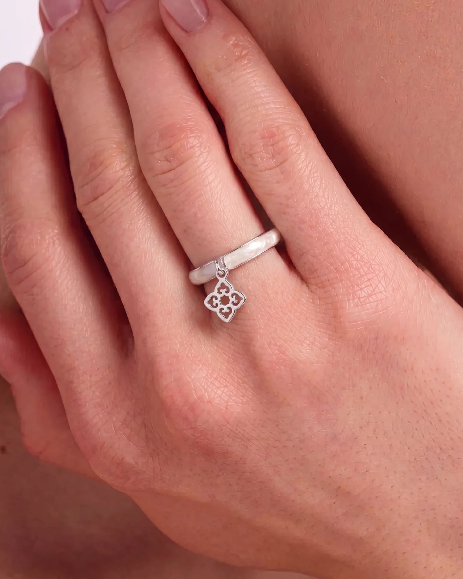 Classic White Enamel Ring | Rhodium